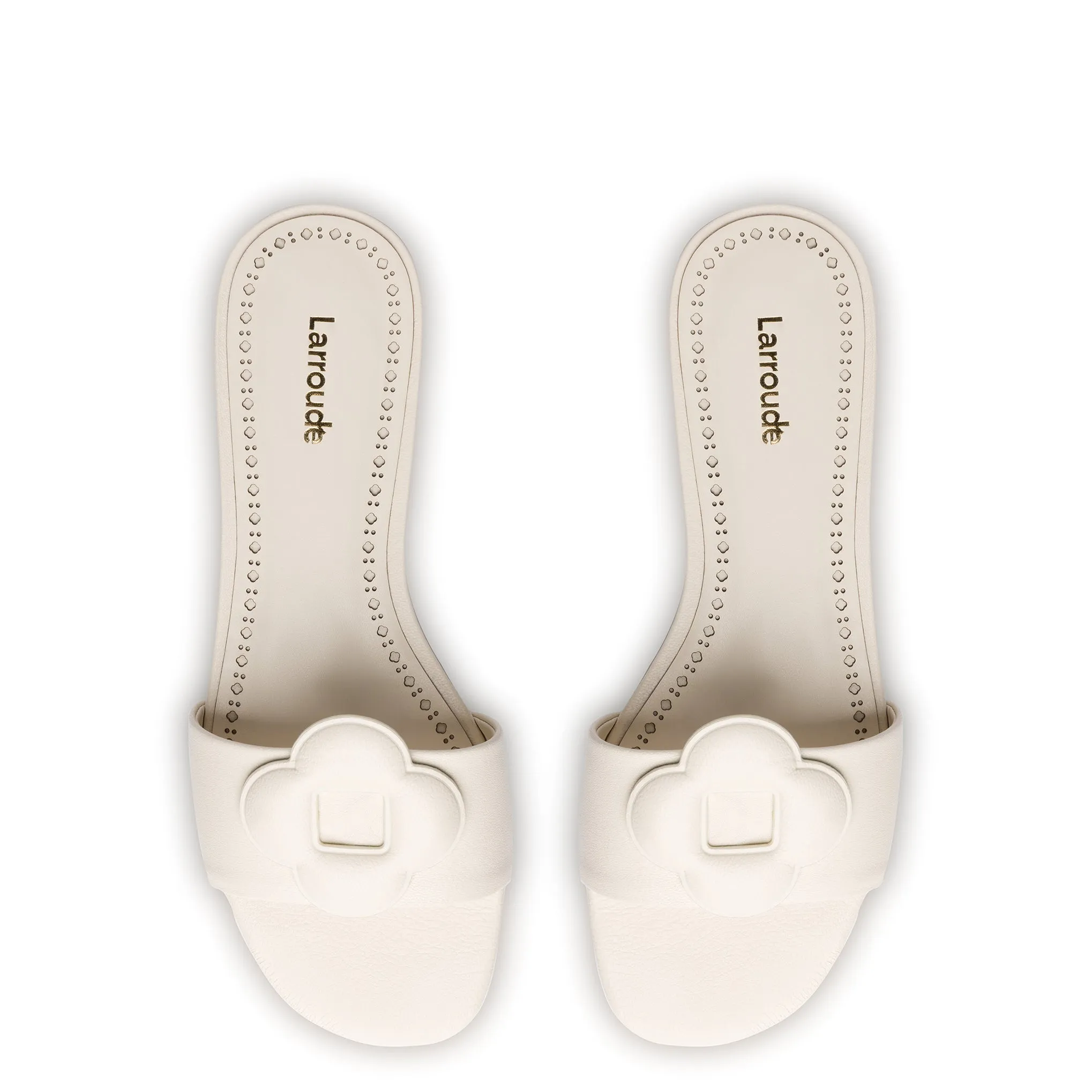 Flora Flat Mule In Ivory Leather