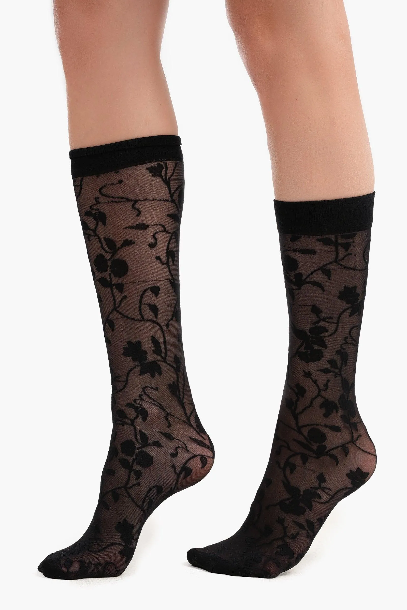 Flowery Knee High Socks