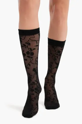 Flowery Knee High Socks