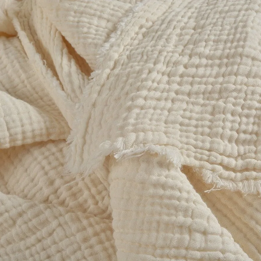 Gauze 4 Layer Crinkled Fabric | Natural