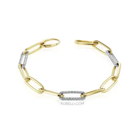 Gilda Diamond & Gold Paperclip Bracelet