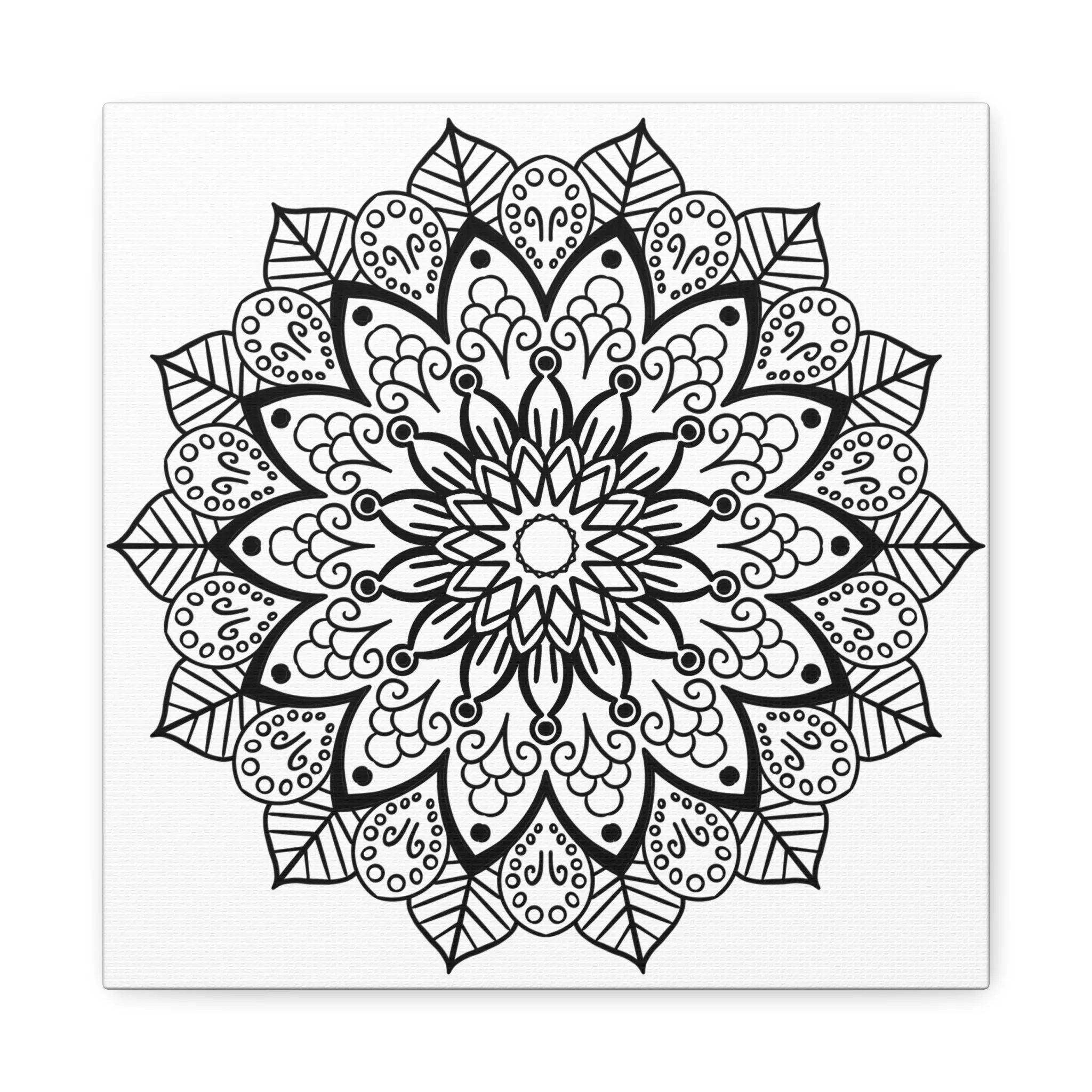 Handmade Mandala Art - Black & White - Matte Canvas, Stretched, 1.25