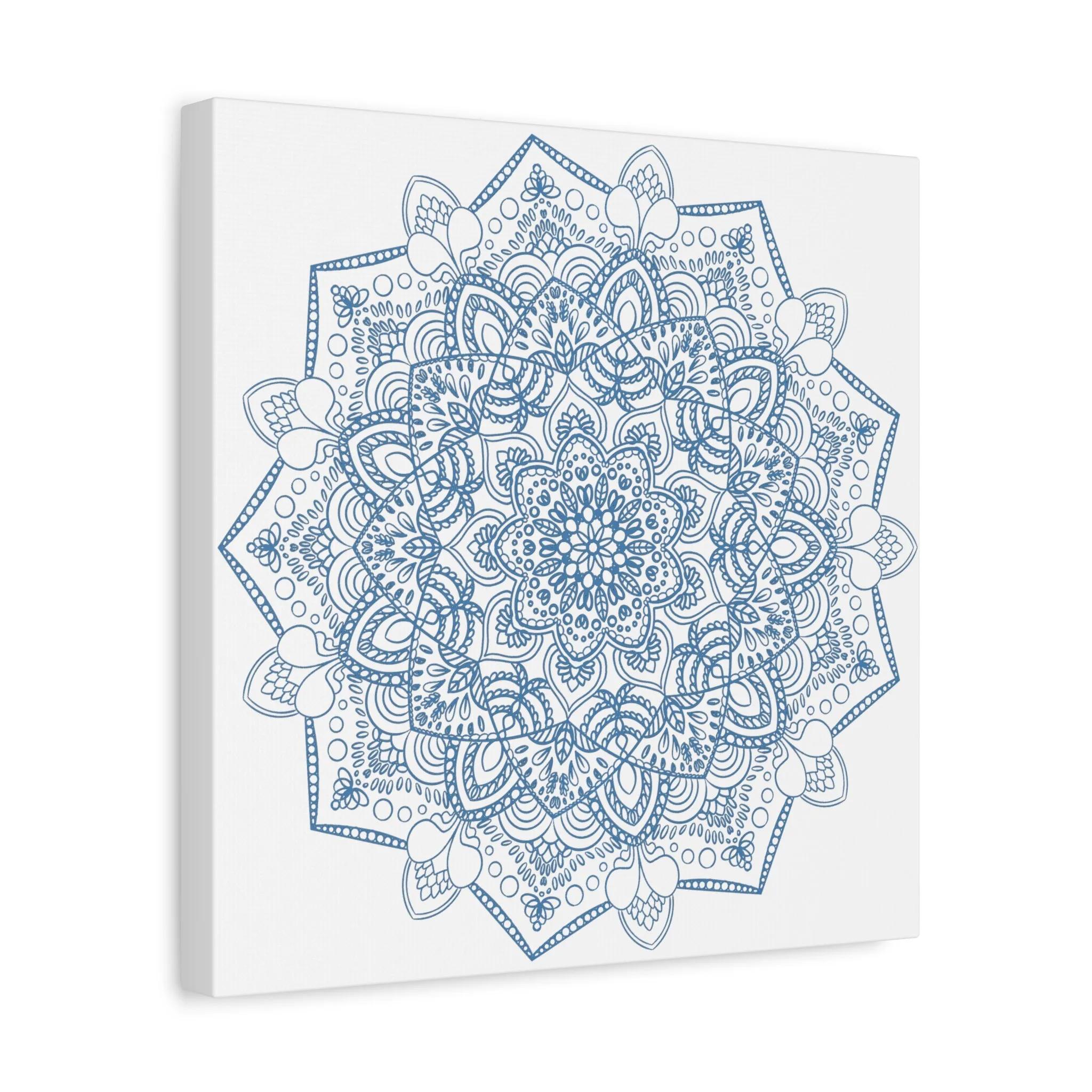 Handmade Steel Blue Mandala Art - Matte Canvas, Stretched