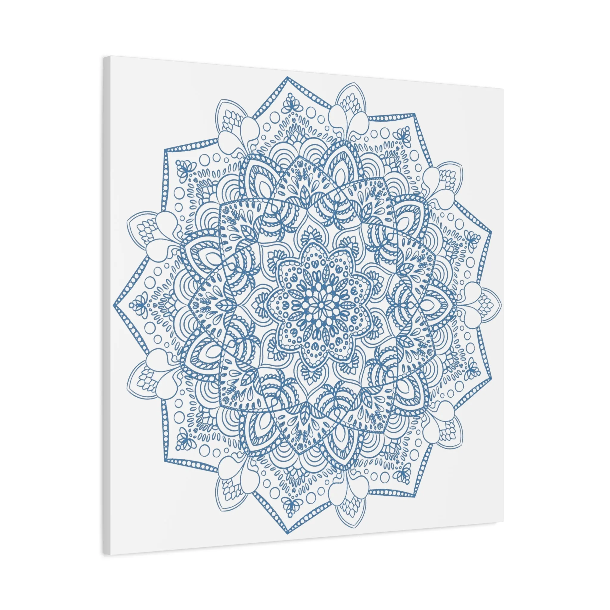 Handmade Steel Blue Mandala Art - Matte Canvas, Stretched