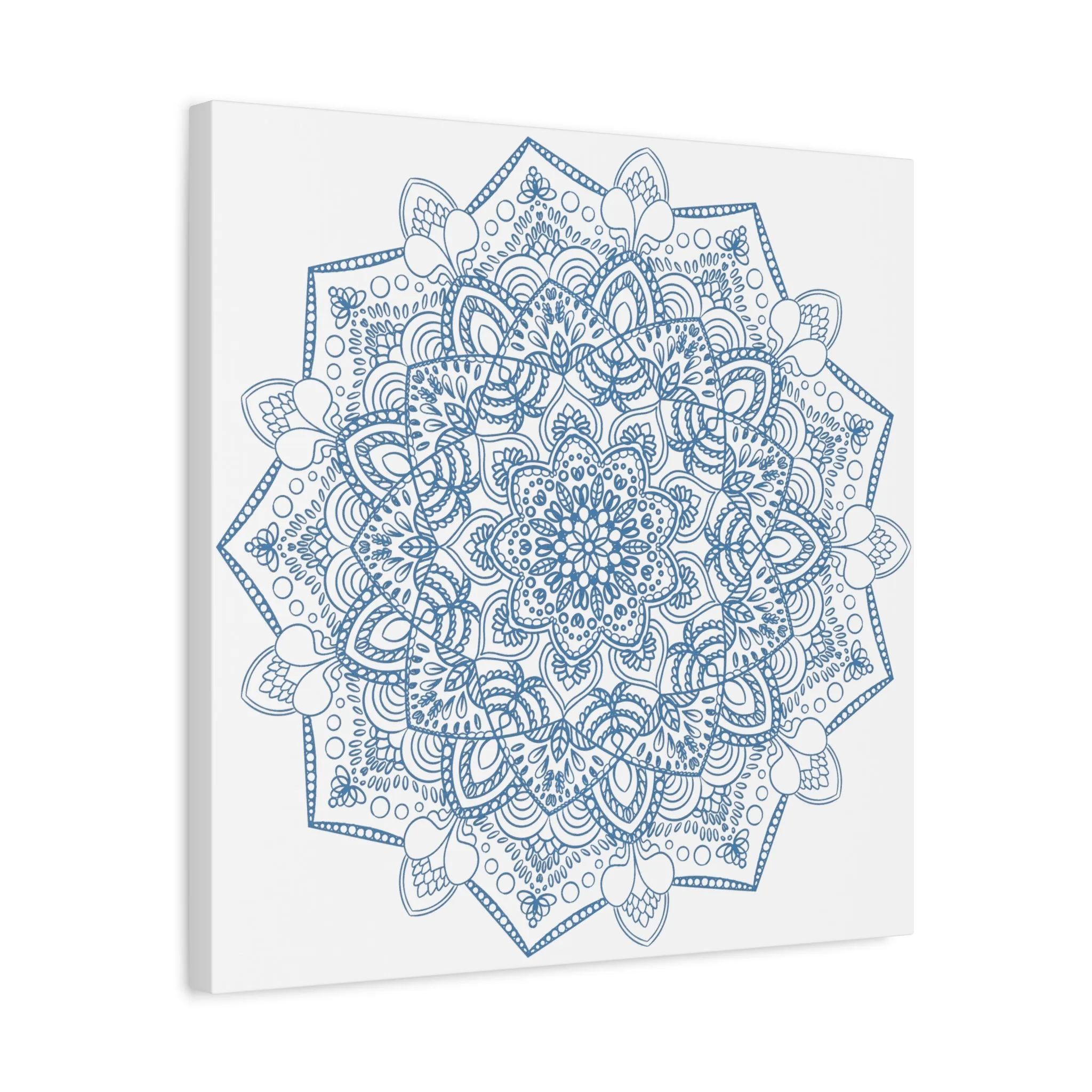 Handmade Steel Blue Mandala Art - Matte Canvas, Stretched