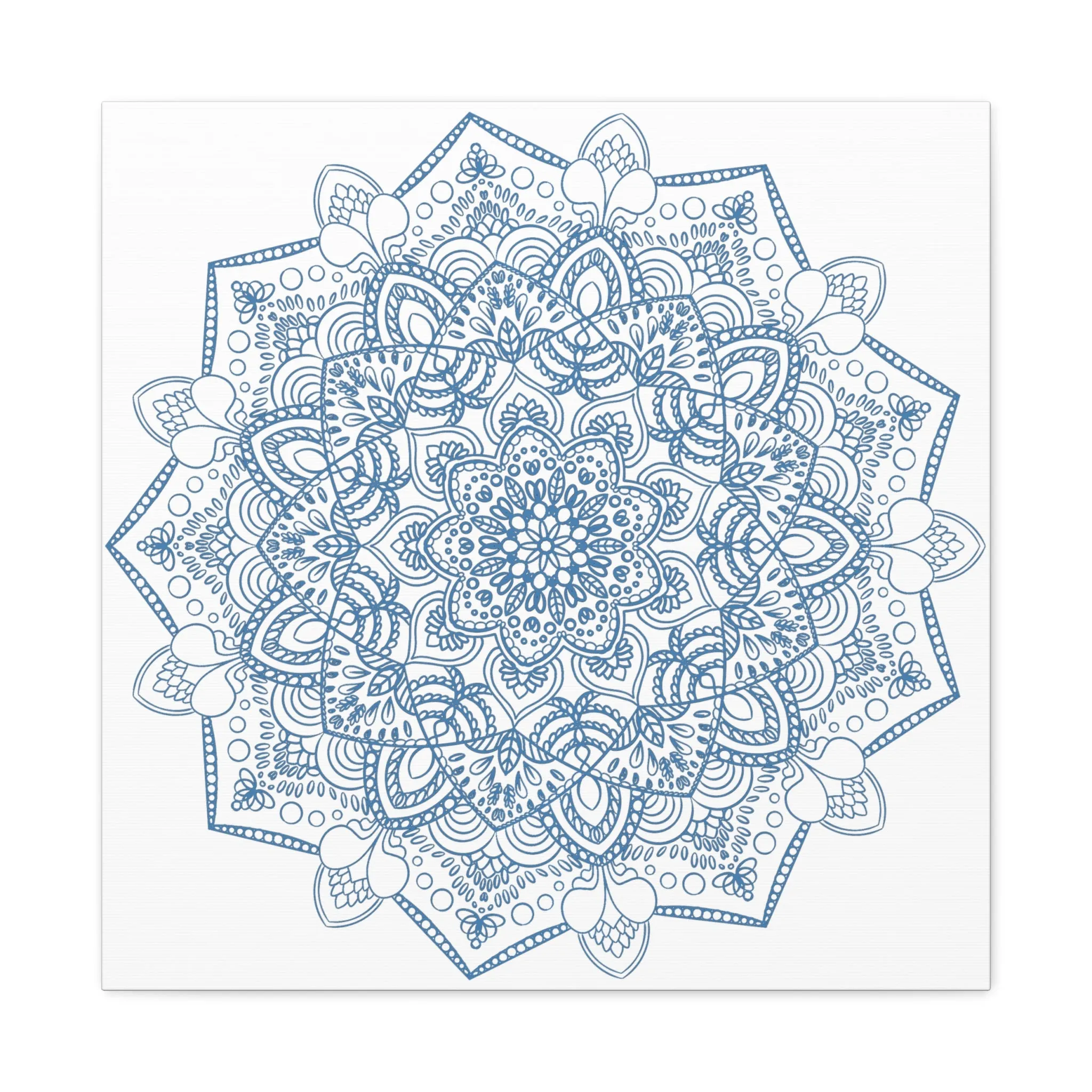 Handmade Steel Blue Mandala Art - Matte Canvas, Stretched