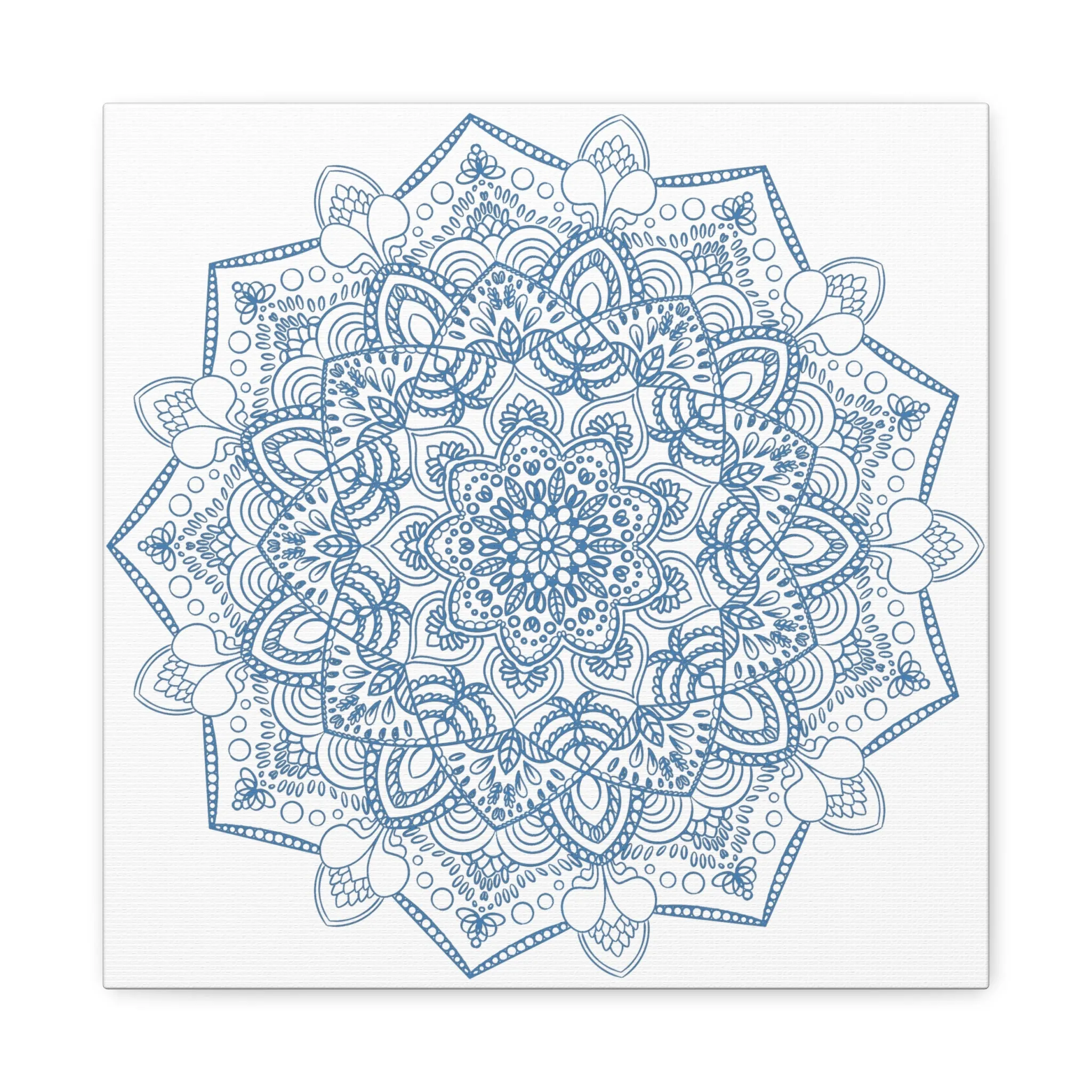 Handmade Steel Blue Mandala Art - Matte Canvas, Stretched