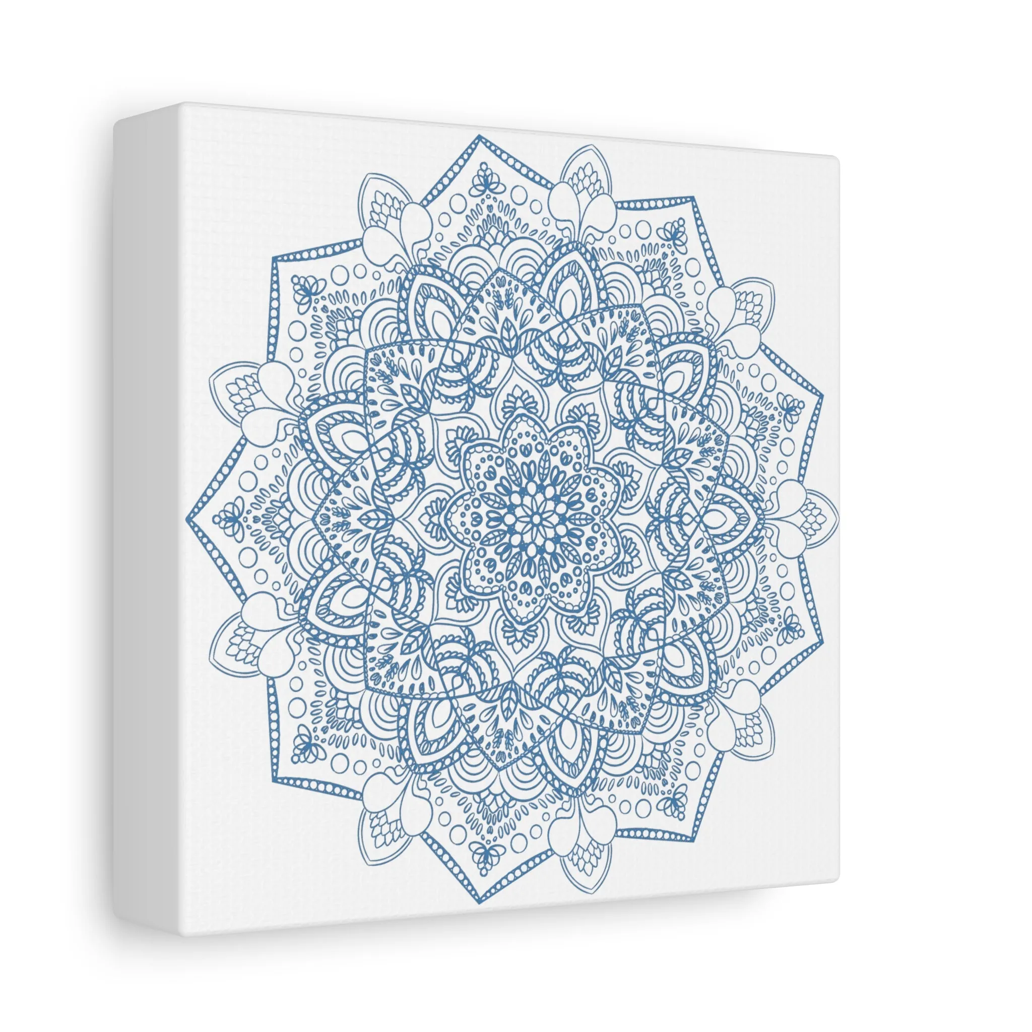 Handmade Steel Blue Mandala Art - Matte Canvas, Stretched