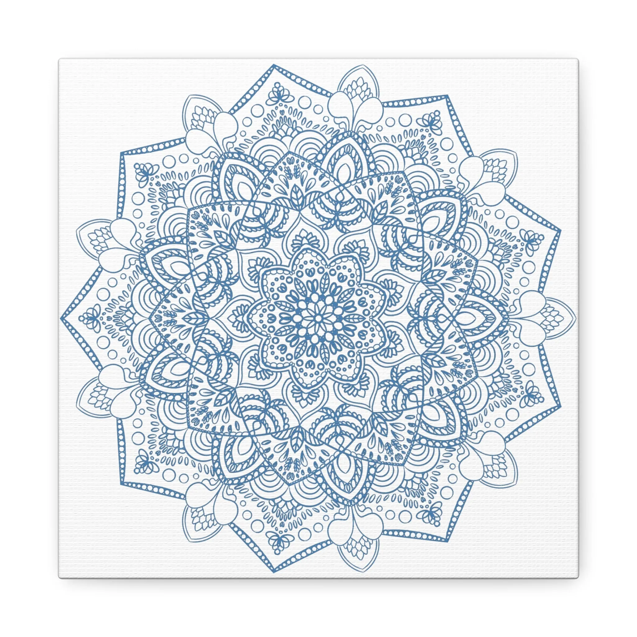 Handmade Steel Blue Mandala Art - Matte Canvas, Stretched