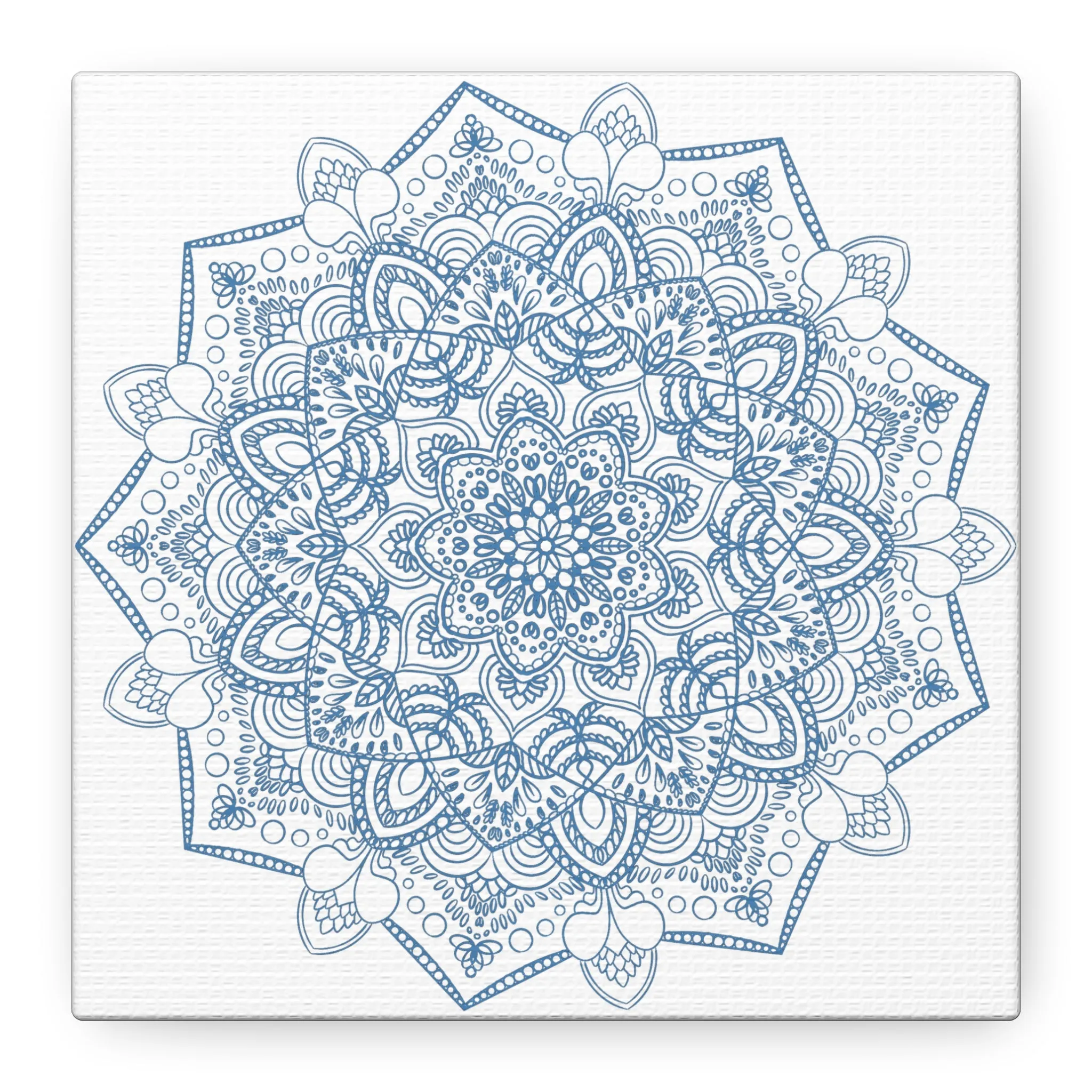 Handmade Steel Blue Mandala Art - Matte Canvas, Stretched