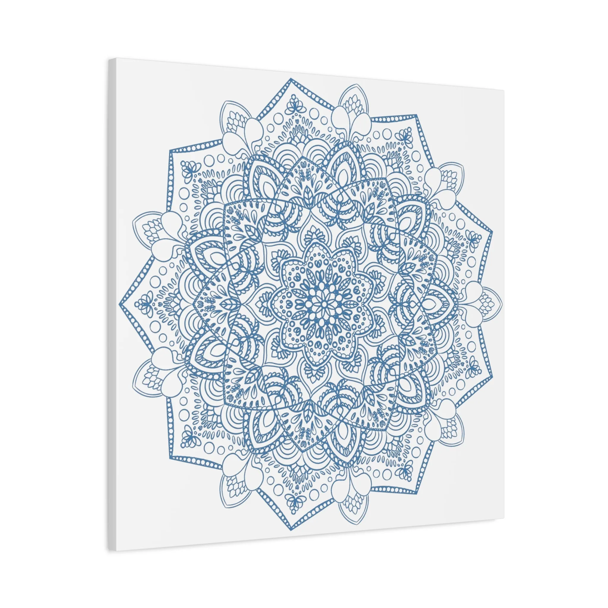 Handmade Steel Blue Mandala Art - Matte Canvas, Stretched