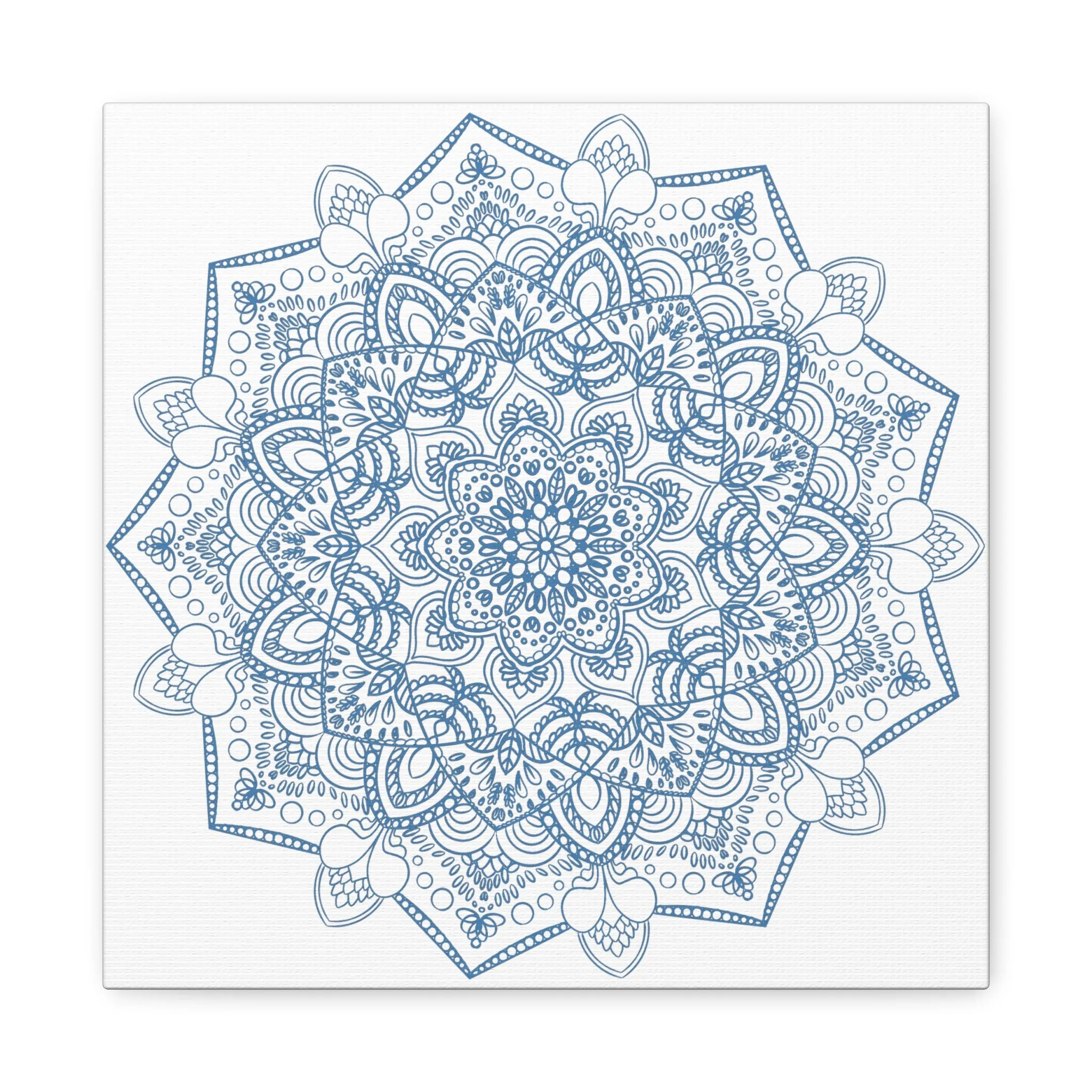 Handmade Steel Blue Mandala Art - Matte Canvas, Stretched