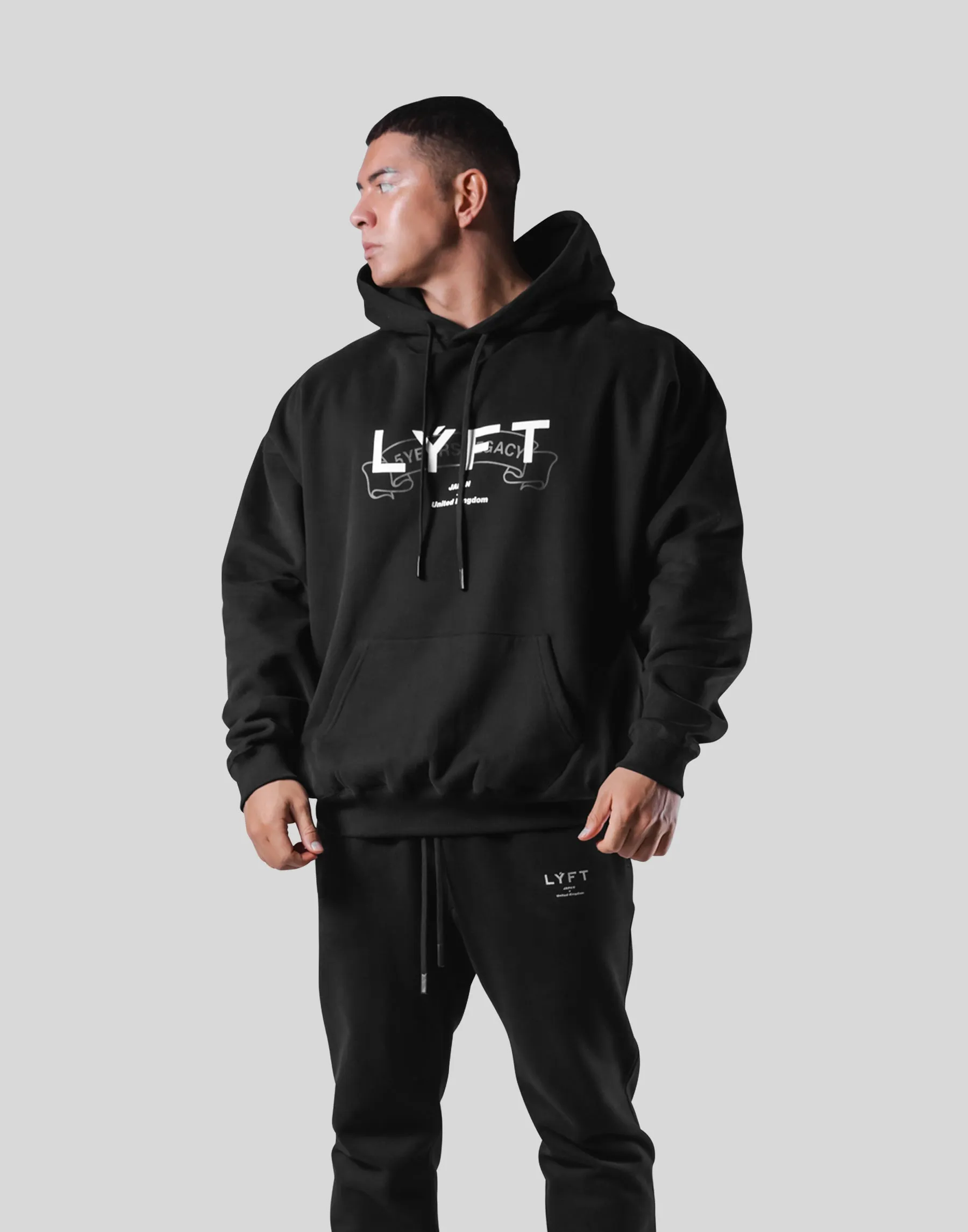 Heritage Logo Oversize Sweat Hoodie - Black