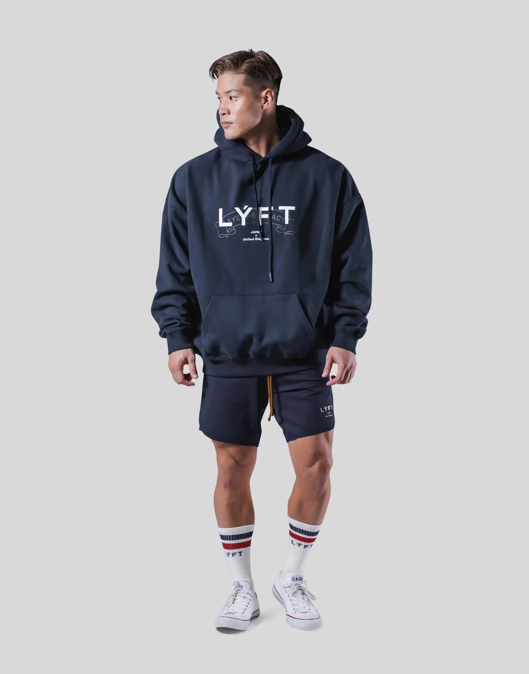 Heritage Logo Oversize Sweat Hoodie - Navy