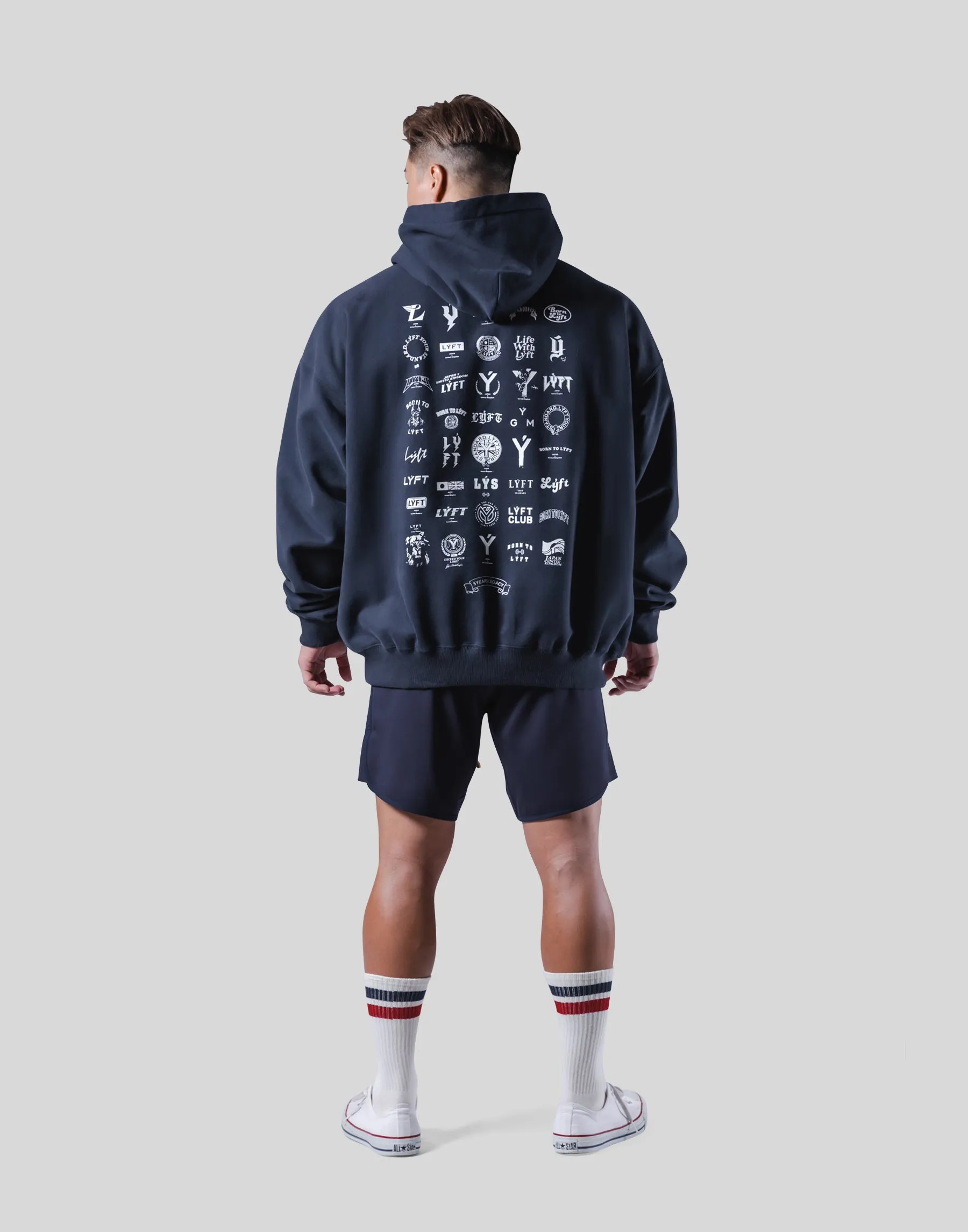 Heritage Logo Oversize Sweat Hoodie - Navy