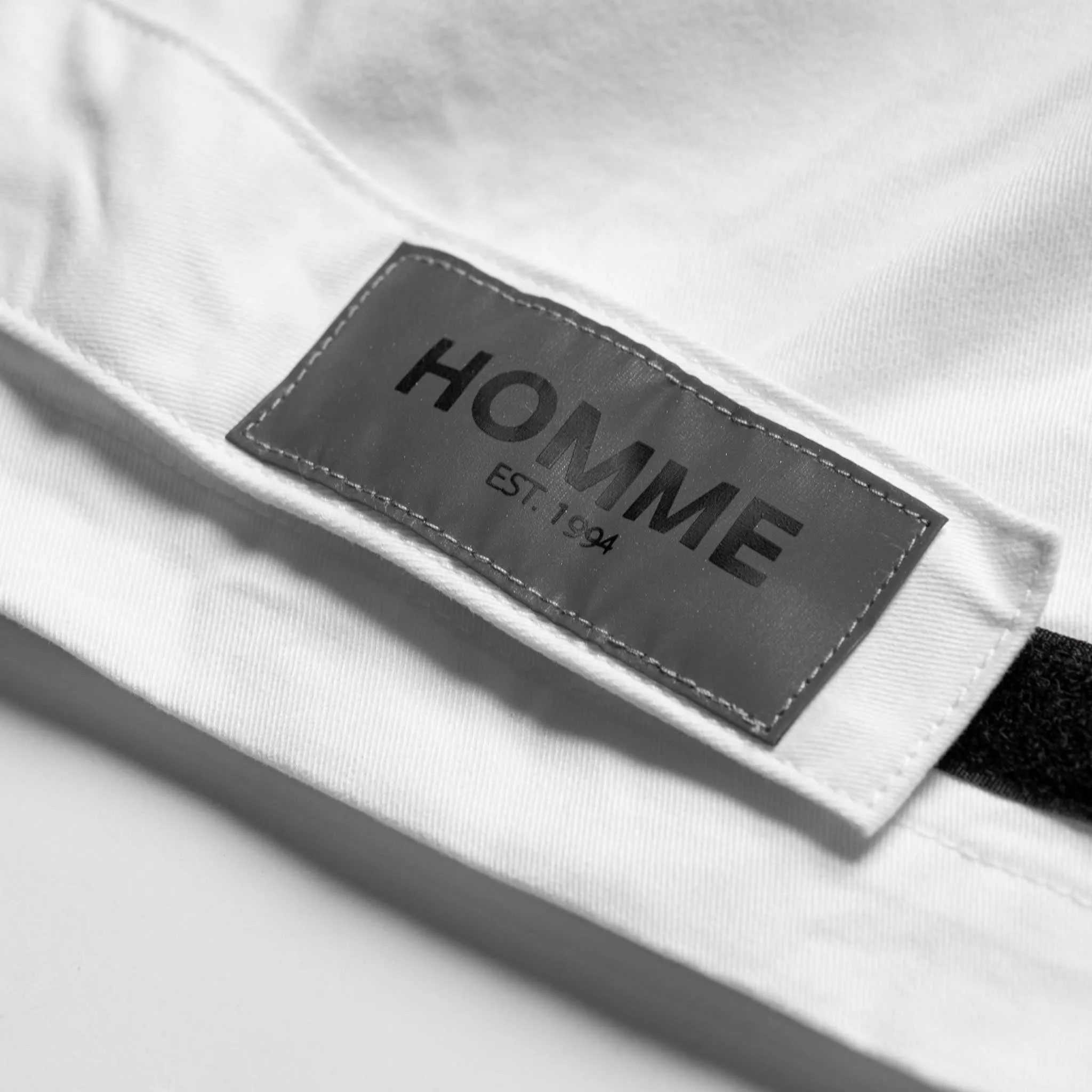 HOMME  Reflective Strap Tech Cargo Pants White