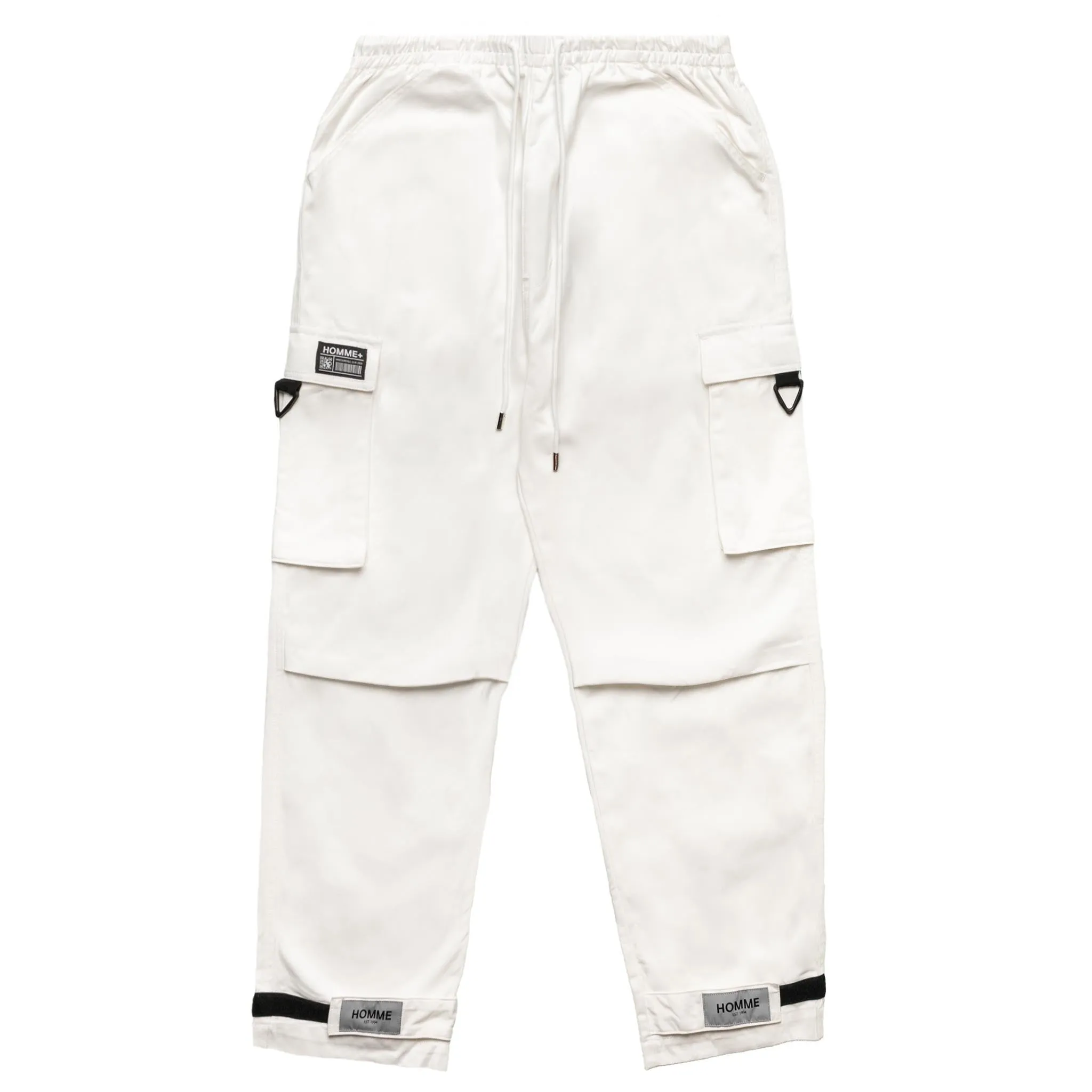 HOMME  Reflective Strap Tech Cargo Pants White