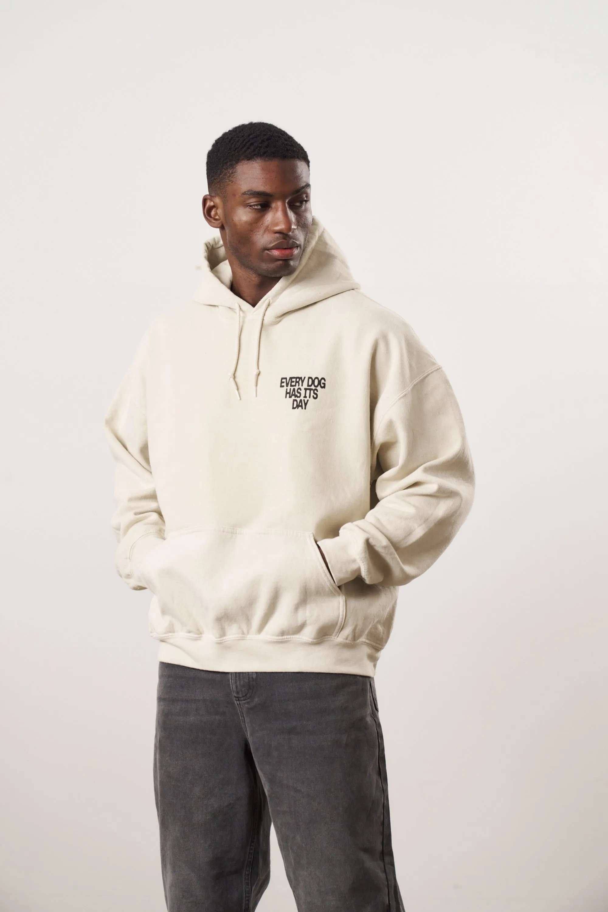 KBAR X UN:IK 'Every Dog Has Its Day' Vintage Washed Hoodie - Ivory