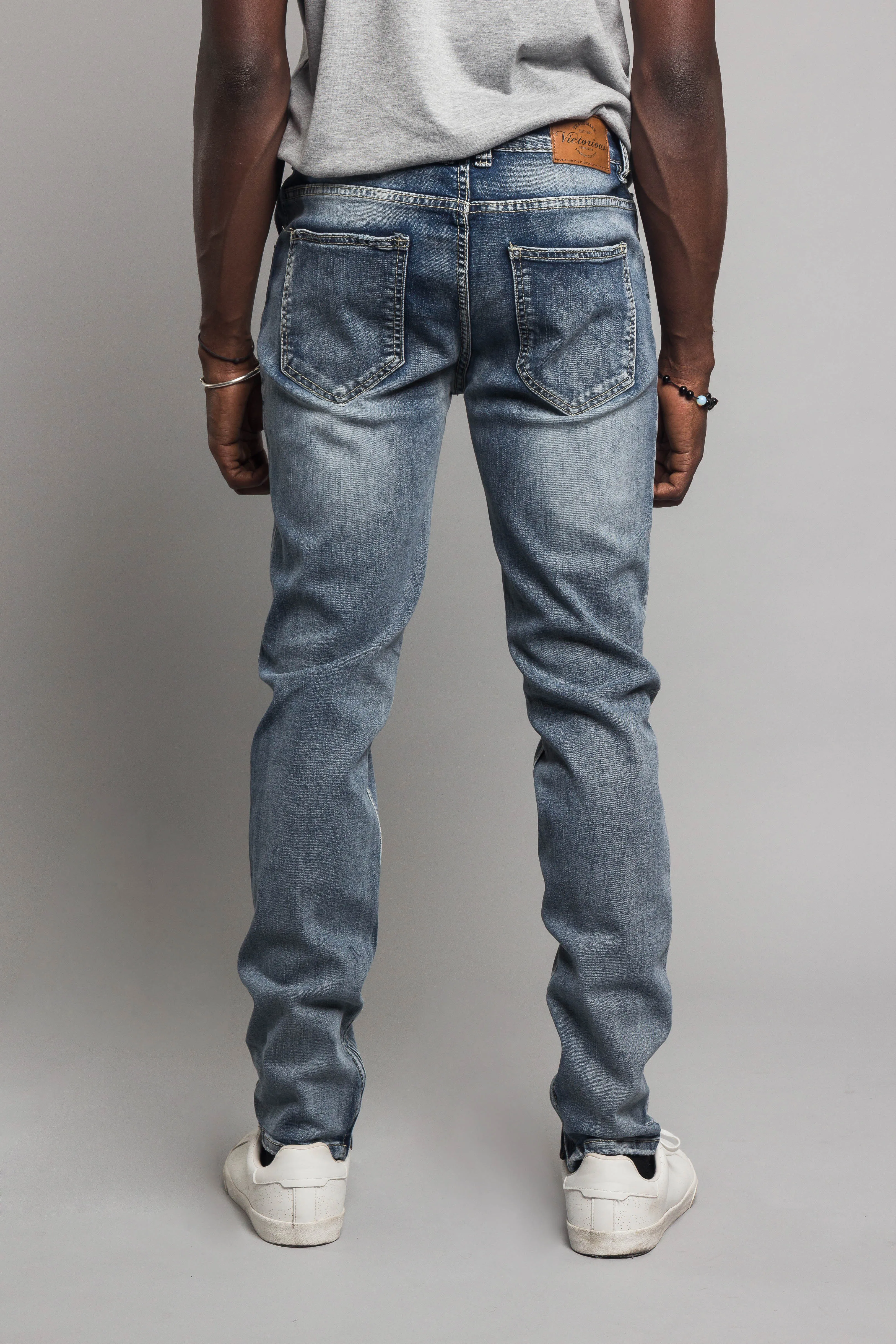 Knee Cut Denim Skinny Jeans