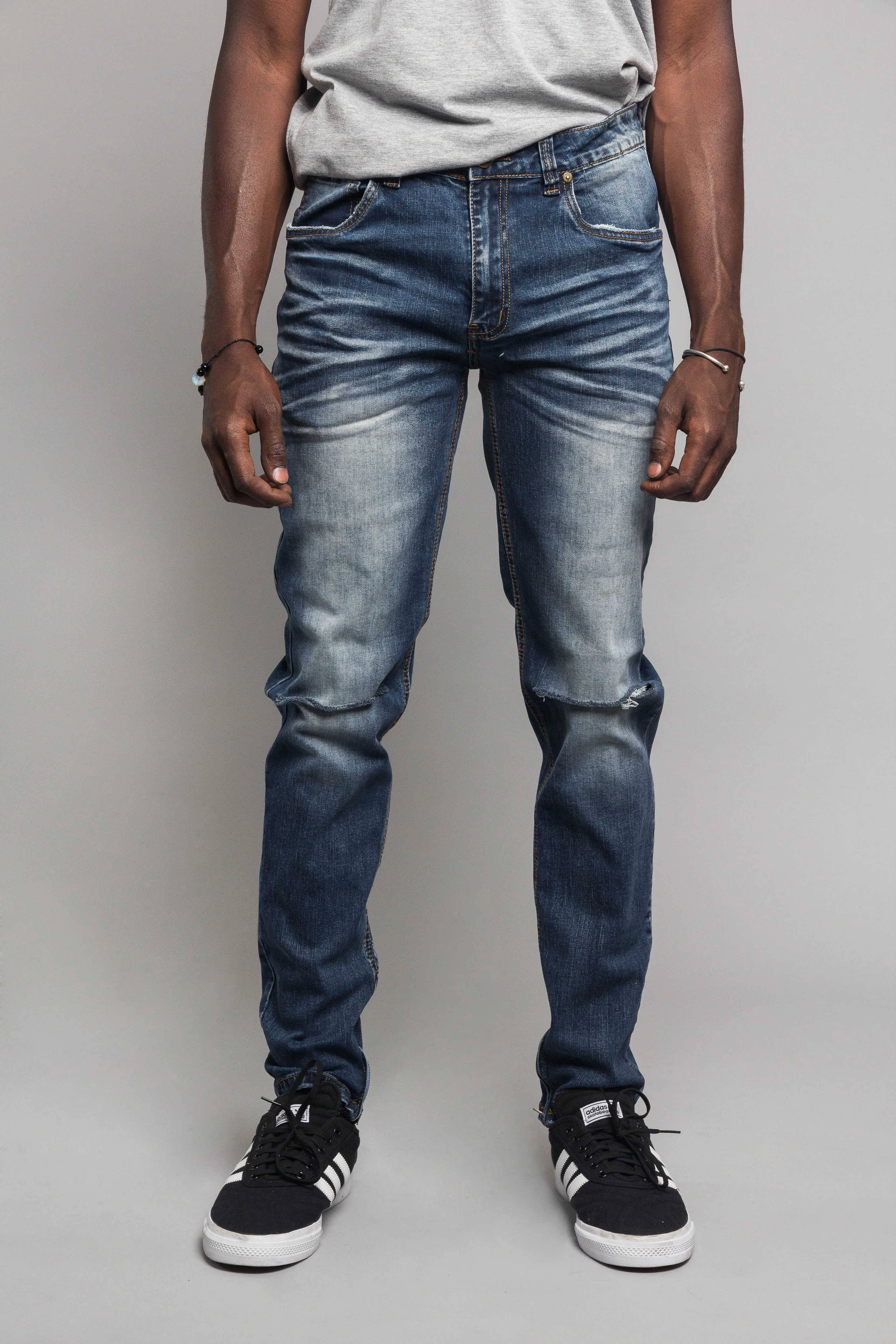 Knee Cut Denim Skinny Jeans