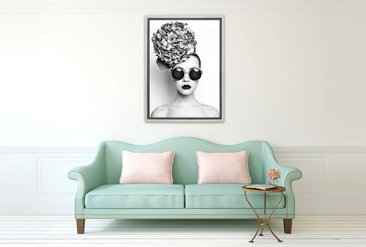 Lady with Hydrangea | Canvas Wall Art Print