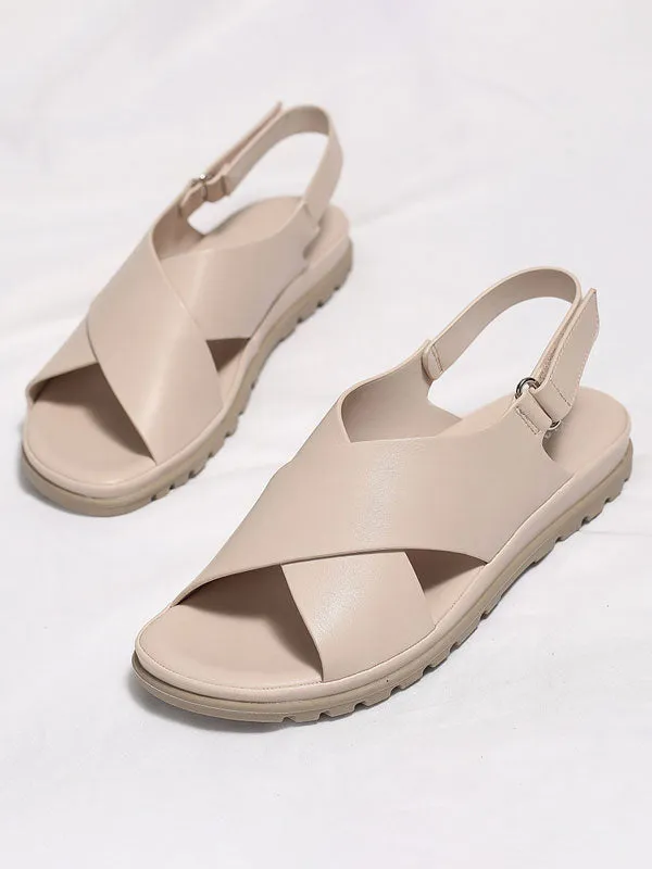 Leather Cross Strap Sandals