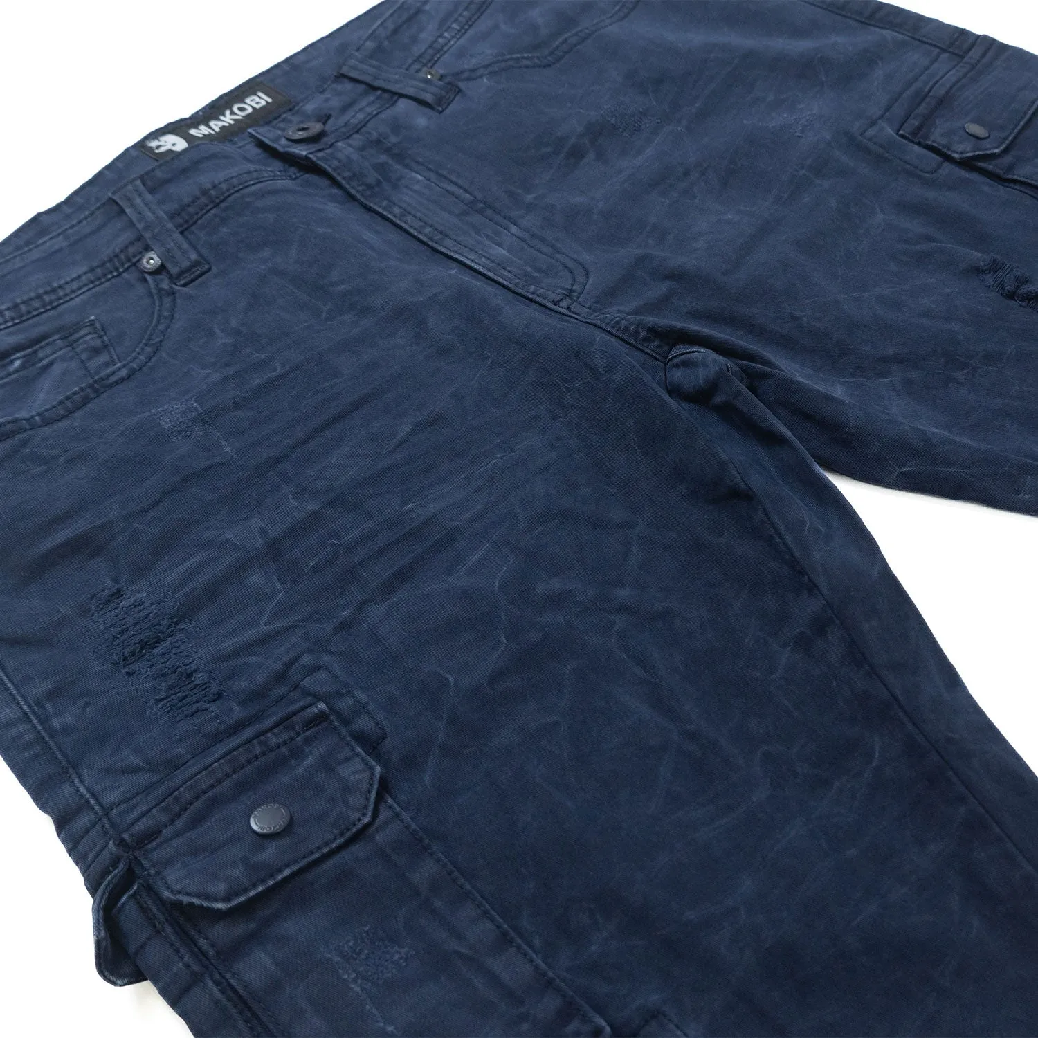 M1737 Berteli Acid Cargo Pants - Navy