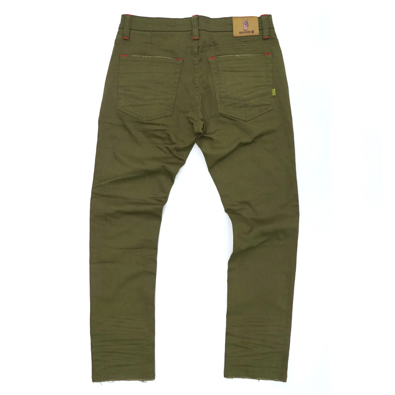 M1926 - Makobi Core Denim Biker Jeans - Olive