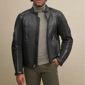 Men Black Leather Performance Rider Biker Jacket