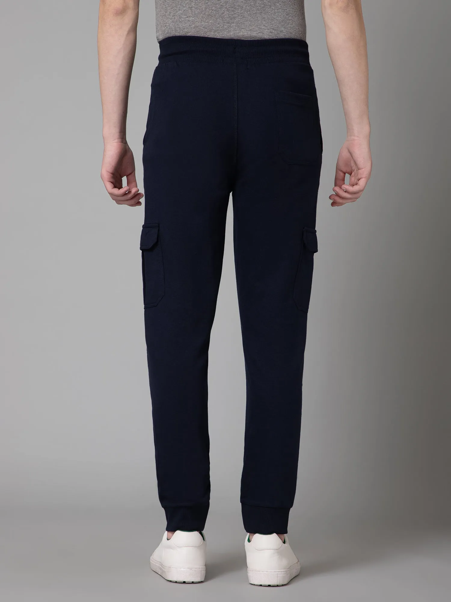 Men Navy Blue Winter Solid Track Pant