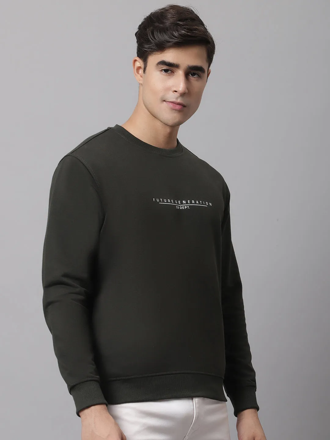 Men Olive Sweatshirt