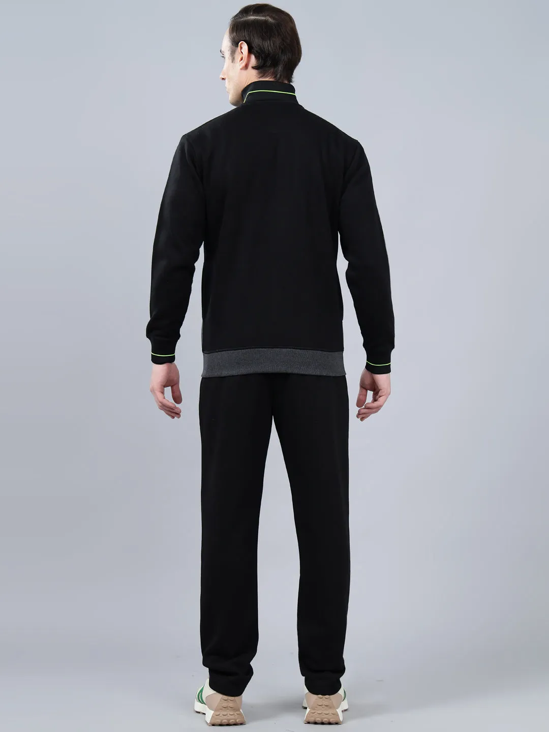 Men's Black Color Block Winter Track Suit