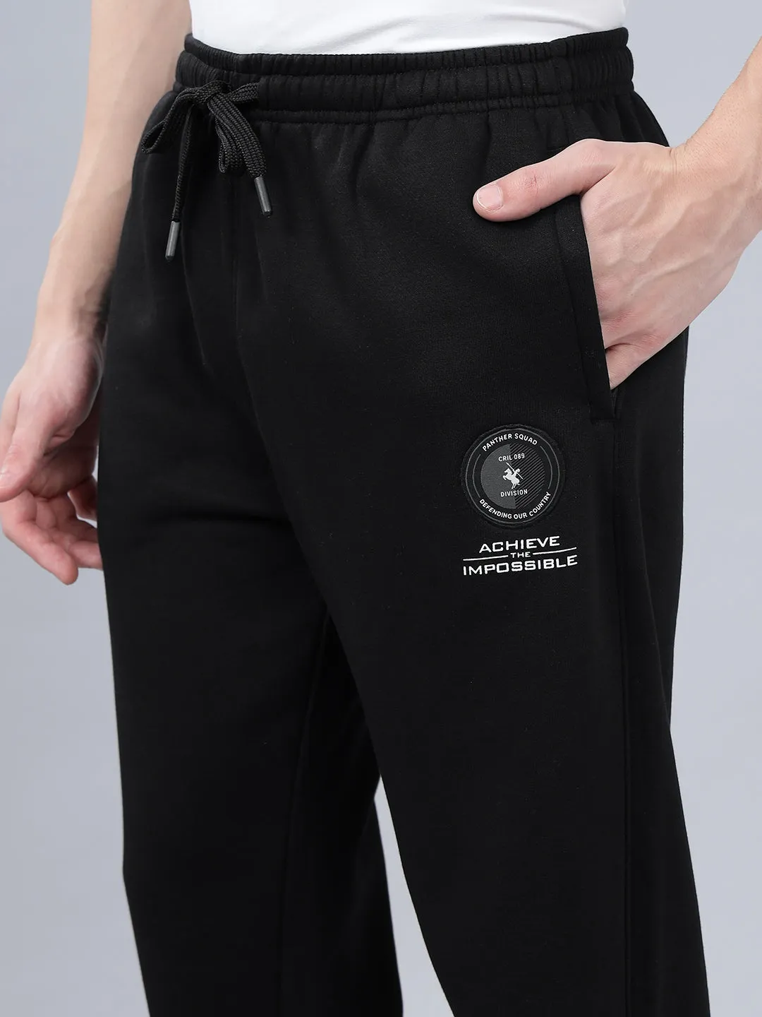 Men's Black Printed Winter Track Pant