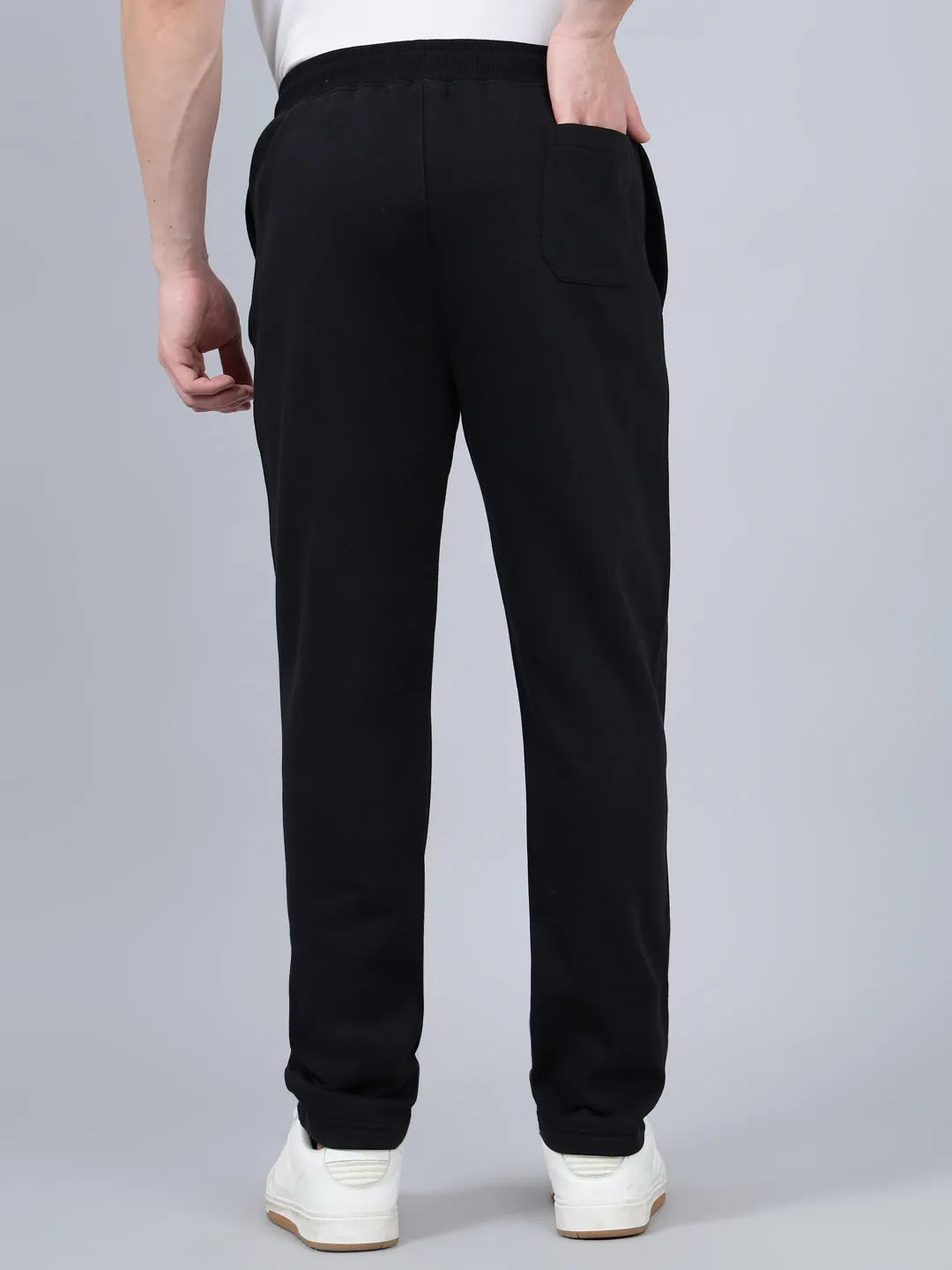 Men's Black Solid Winter Track Pant