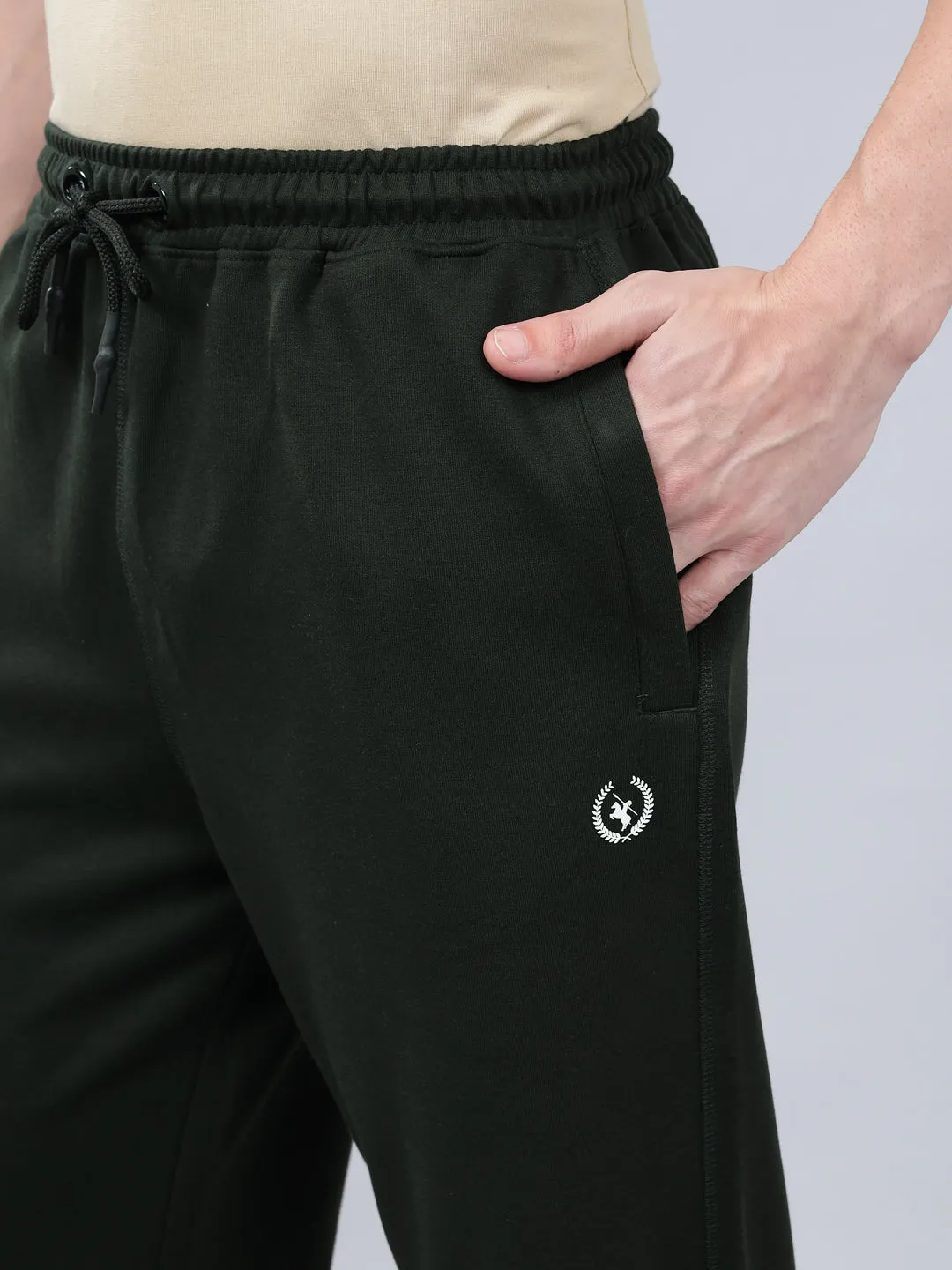 Men's Bottle Green Solid Winter Track Pant