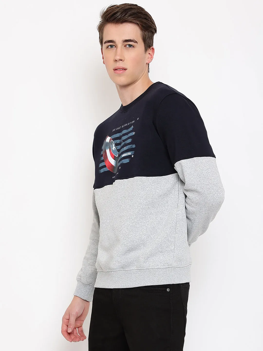 Mens Grey Melange Sweatshirt