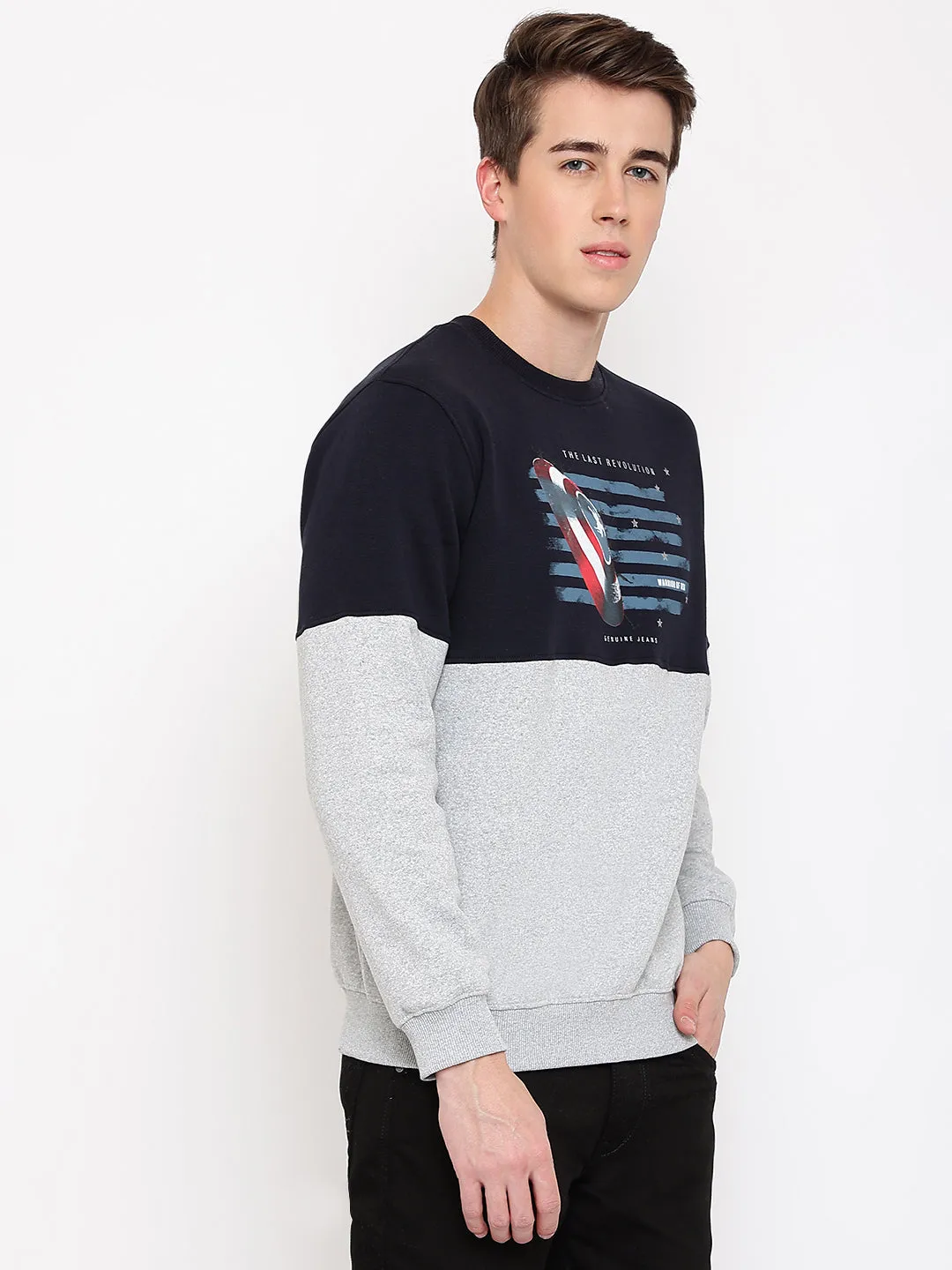 Mens Grey Melange Sweatshirt