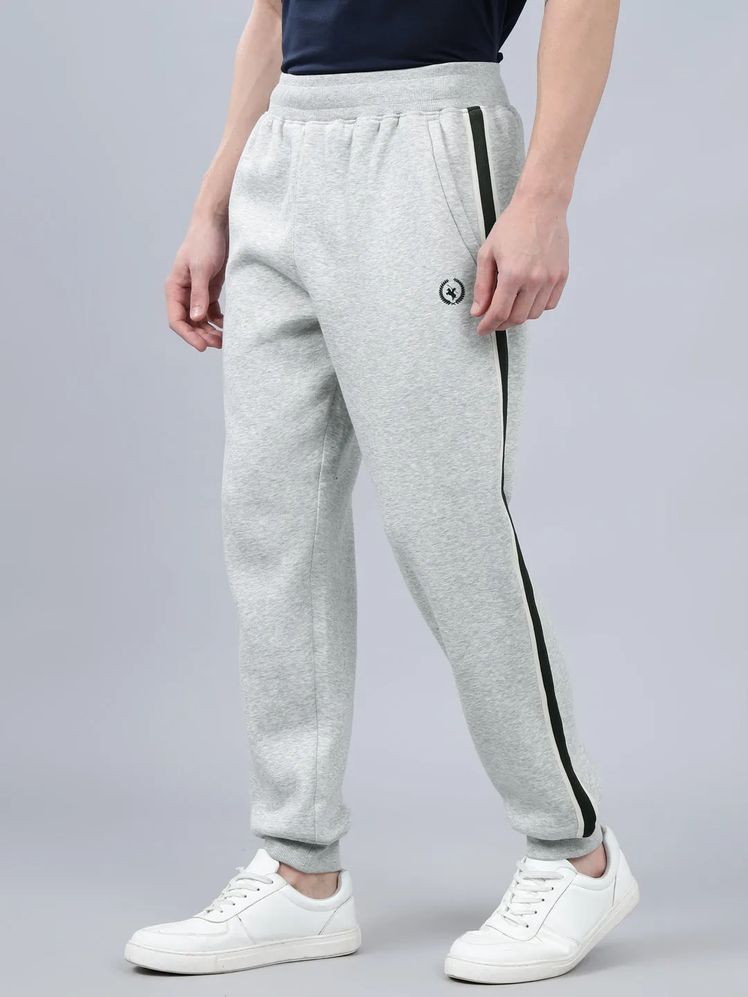 Men's Grey Solid Winter Track Pant