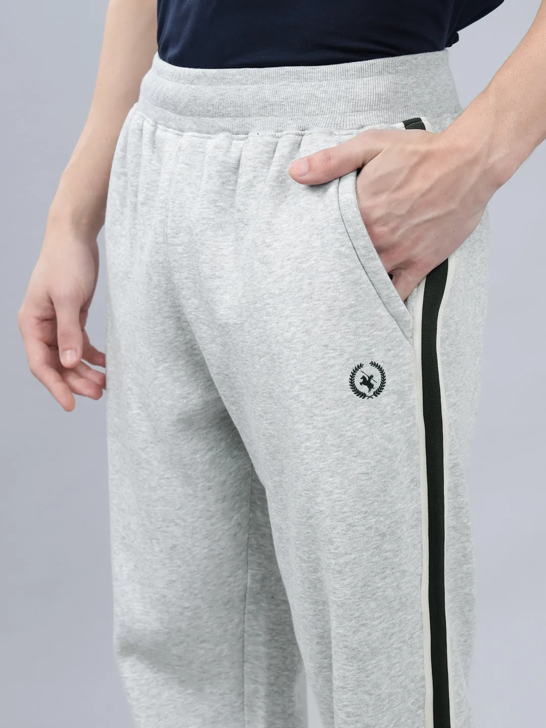 Men's Grey Solid Winter Track Pant