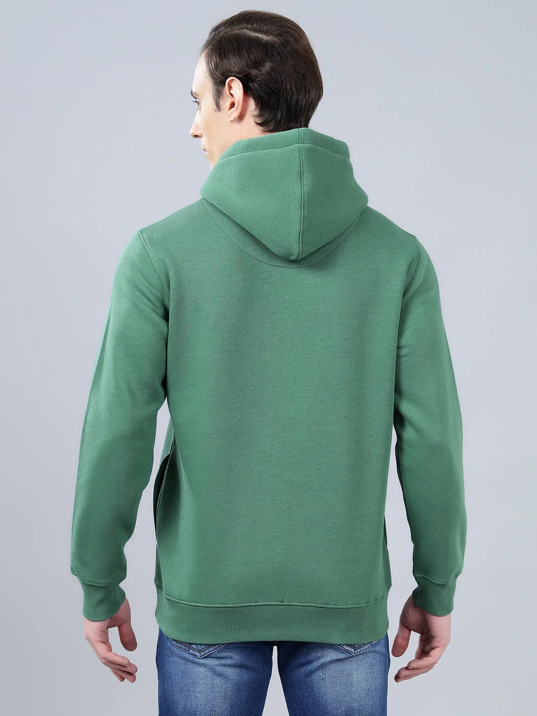 Men's Typography Printed Olive Green Hoody Neck Sweatshirt