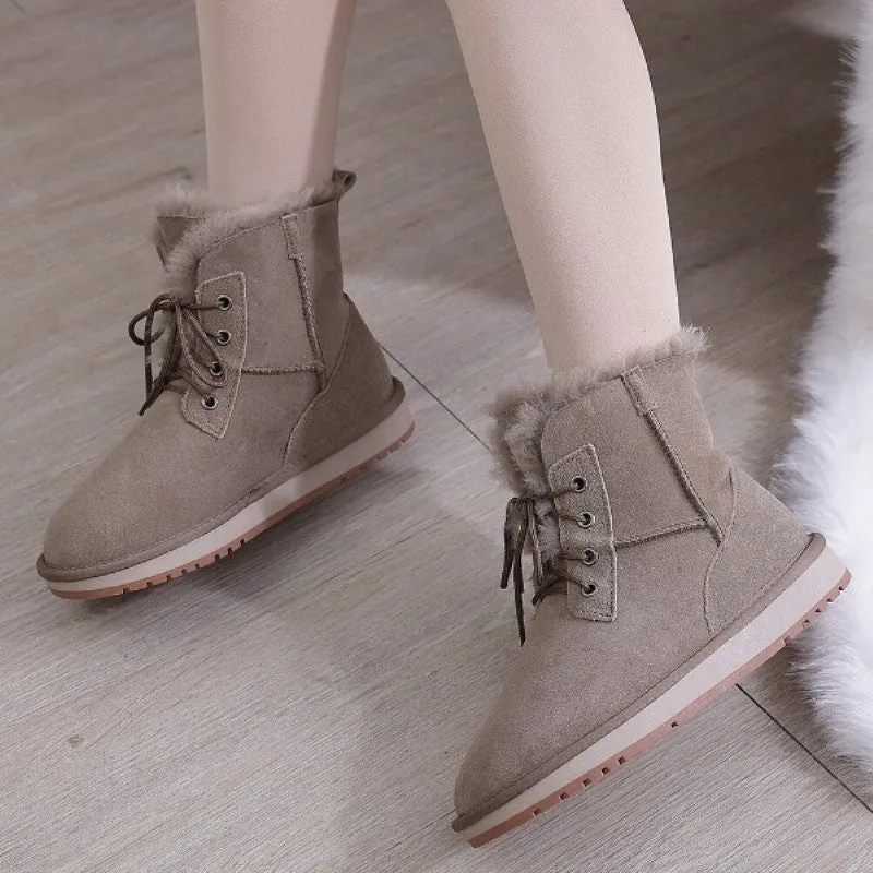 Natural Wool Winter Ankle Snow Boot