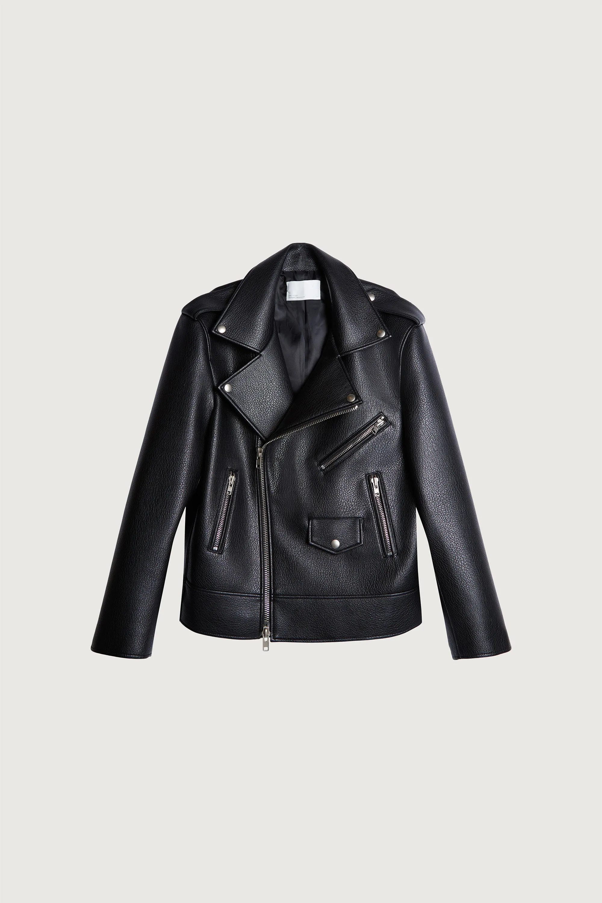 OVERSIZED VEGAN LEATHER BIKER JACKET