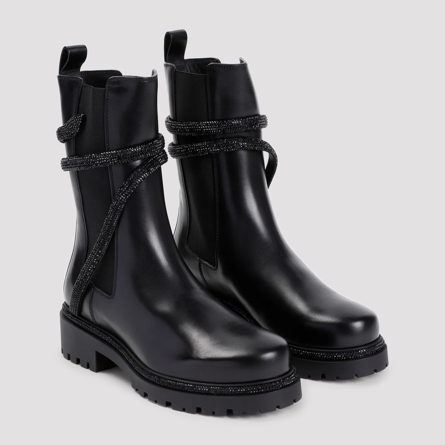 REN CAOVILLA CALF LEATHER BIKER BOOTS