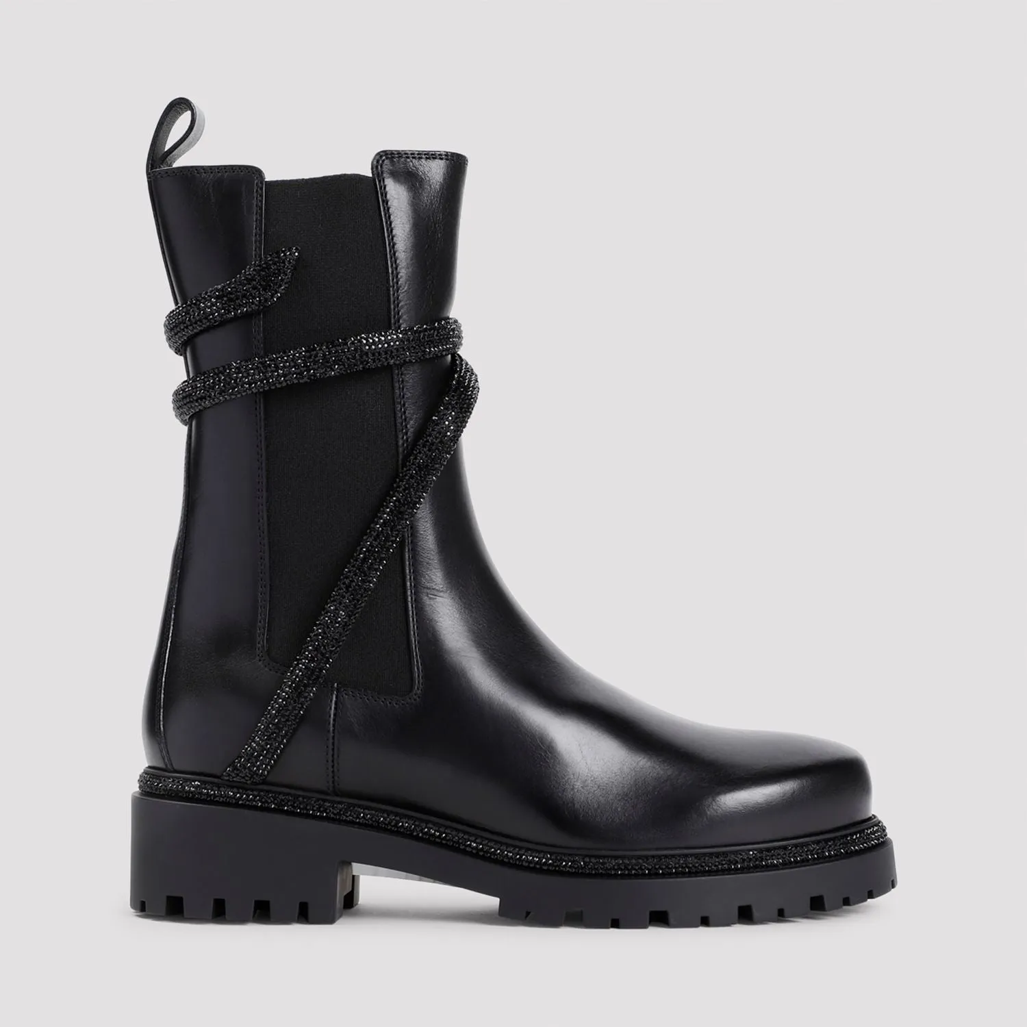 REN CAOVILLA CALF LEATHER BIKER BOOTS