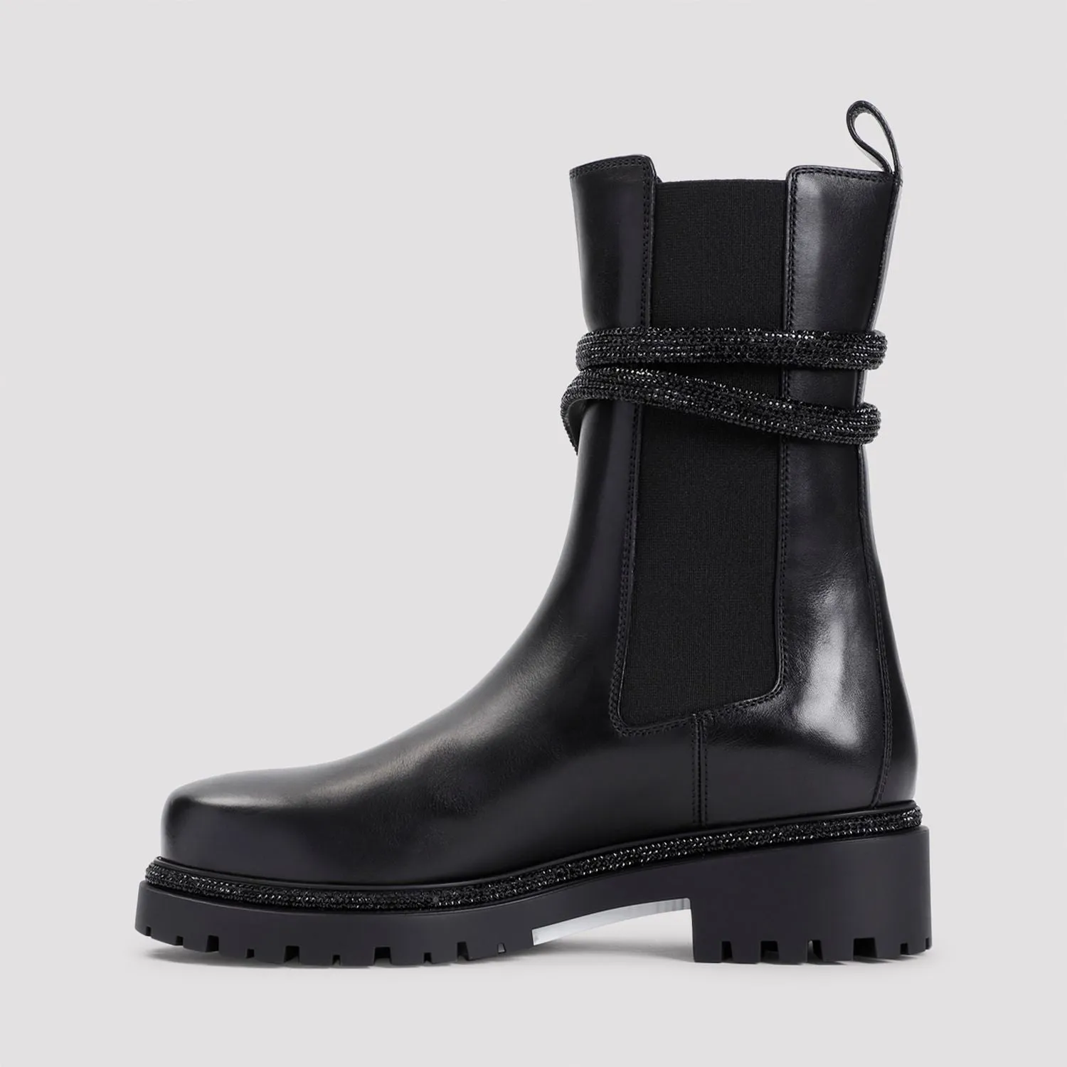 REN CAOVILLA CALF LEATHER BIKER BOOTS