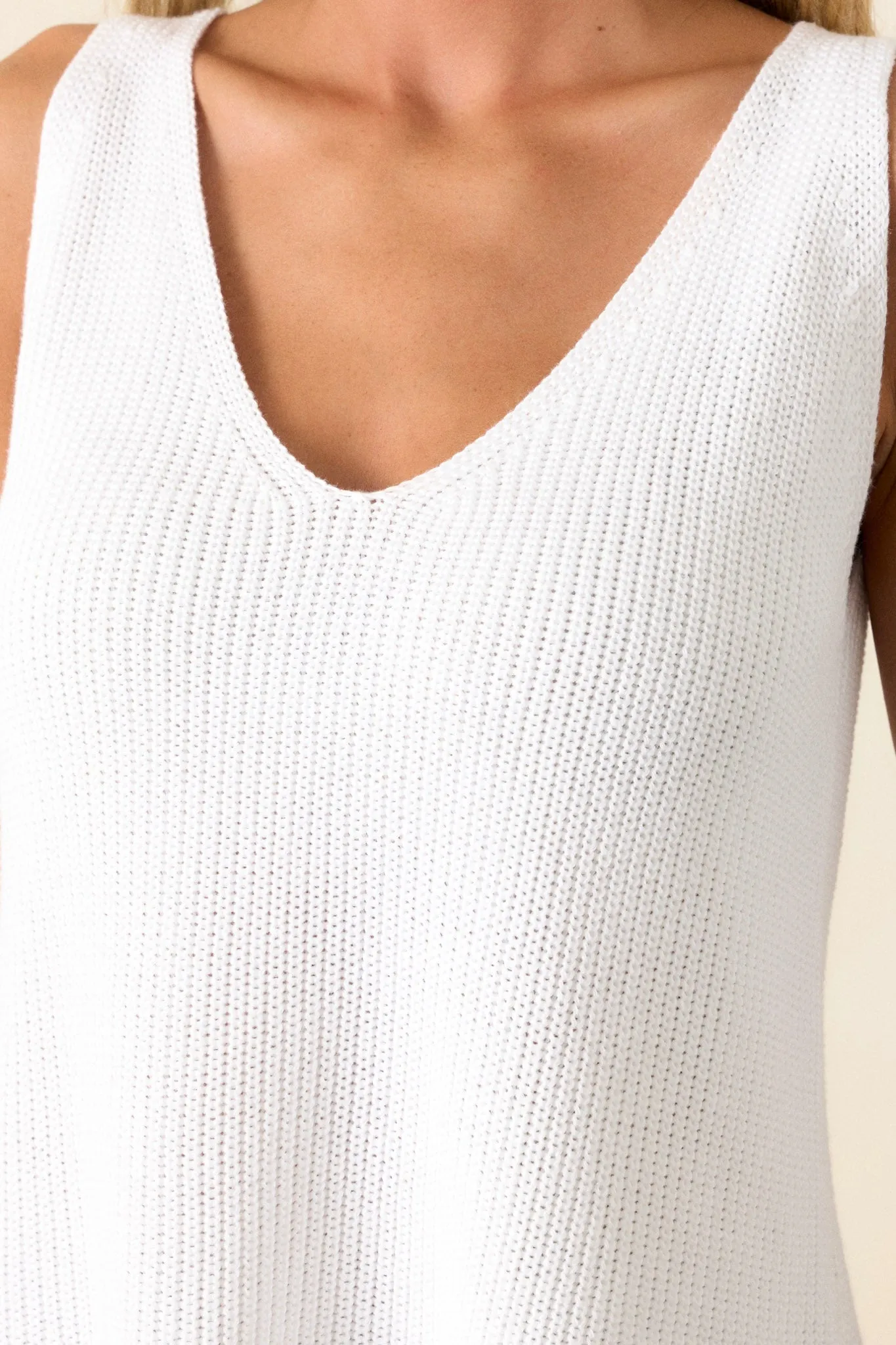 Retro Radiance Ivory Knit Tank Top