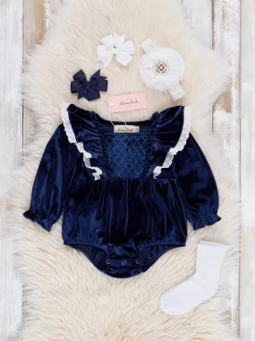 Sapphire Velvet Ruffle Bubble