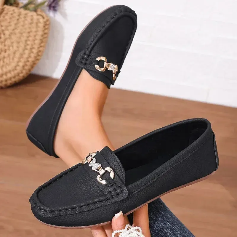 Solid Soft Sole Comfortable Slip On Casual Autumn Round Toe Flats Loafers