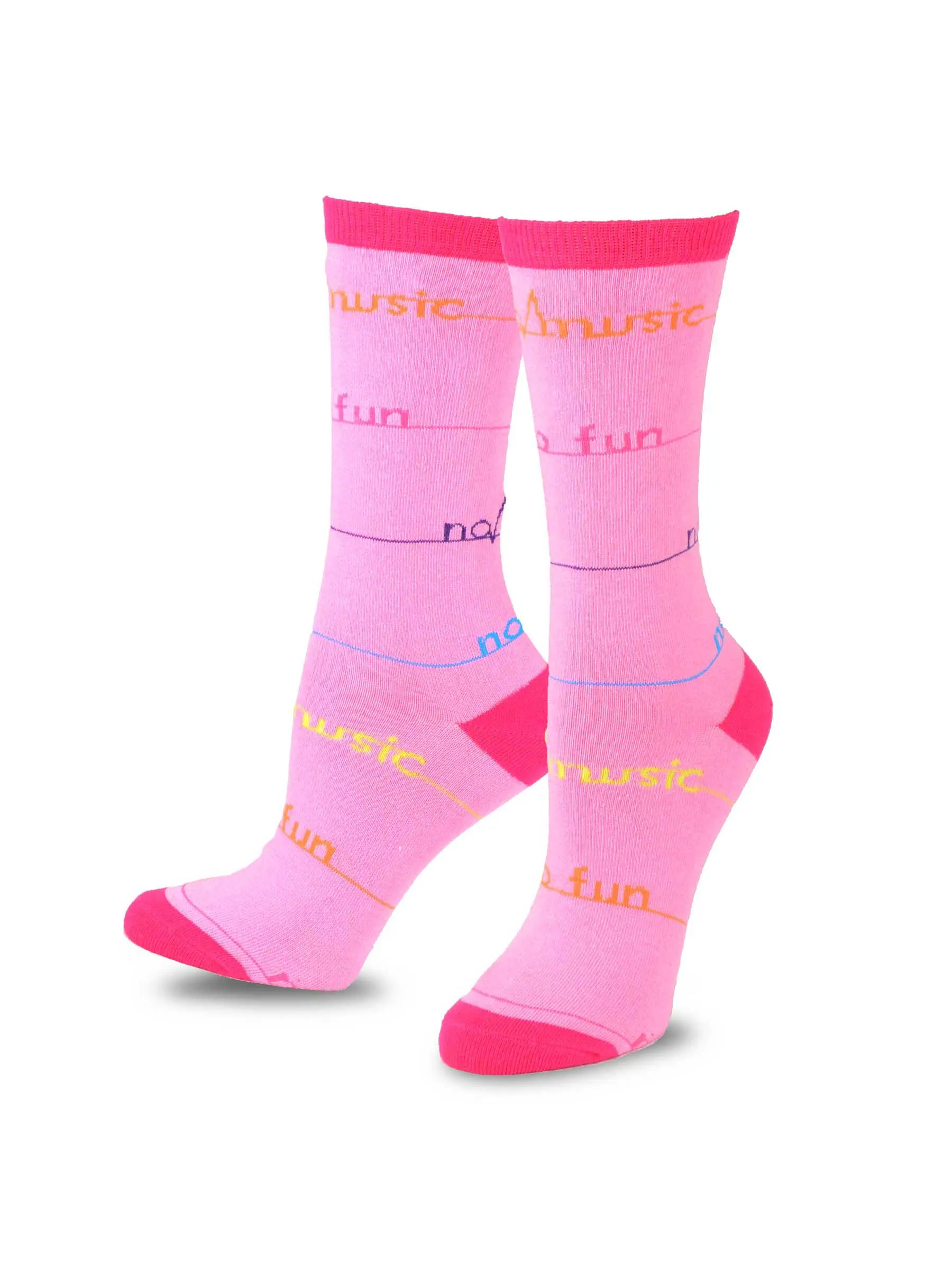 TeeHee Socks Women's Novelty Cotton Crew No Music No Fun 4-Pack (109356)