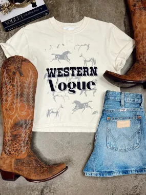 The Wild Horses Western Vogue Cropped T-Shirt